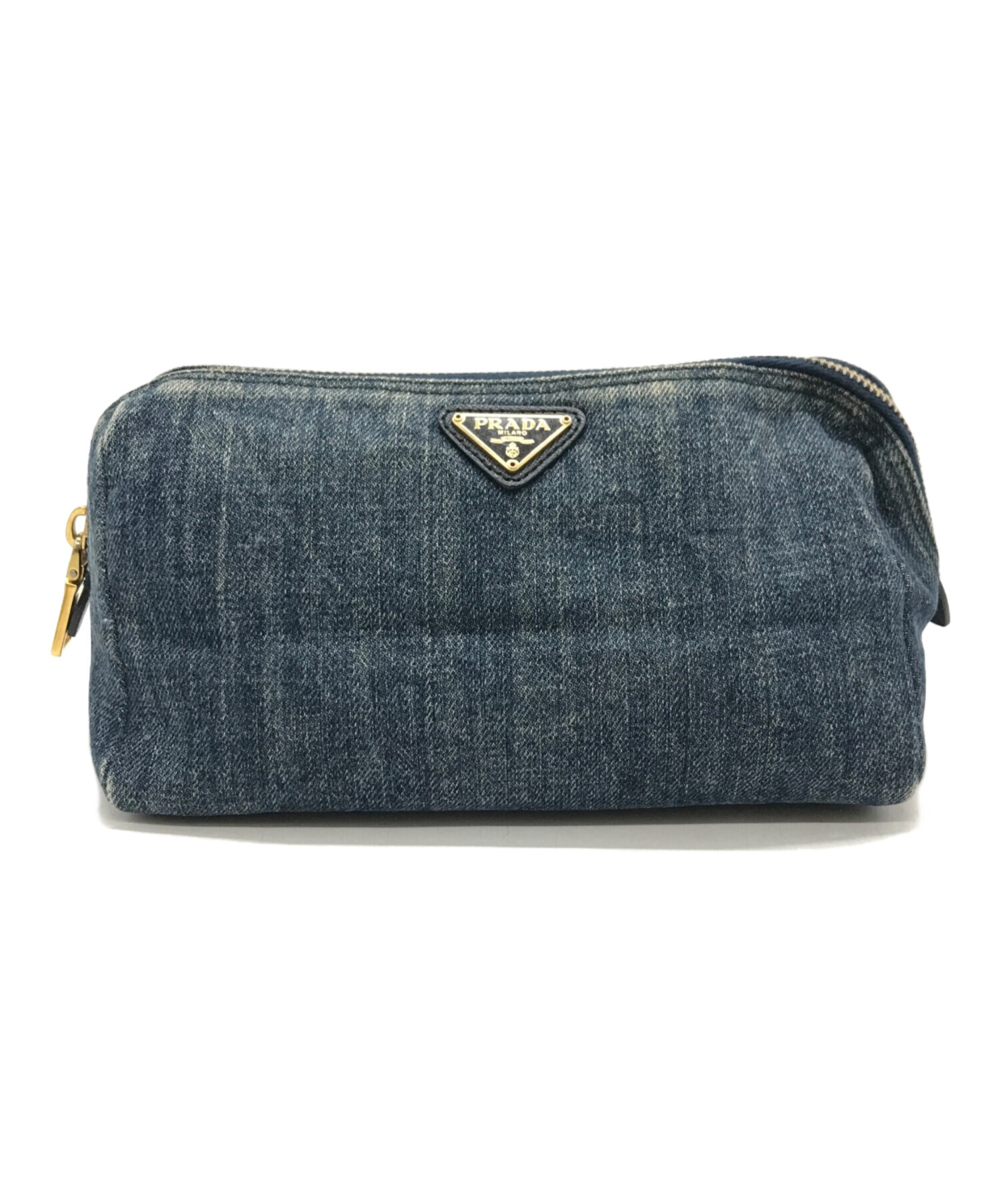 PRADA デニム ポーチ 中古・古着通販】PRADA (プラダ) デニムポーチ インディゴ サイズ:下記