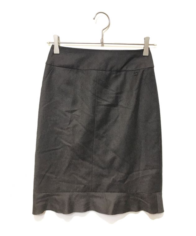【良品】CHANELシャネルウールスカート　チャコールグレー 中古・古着通販】CHANEL (シャネル) カシミヤ混ウールスカート