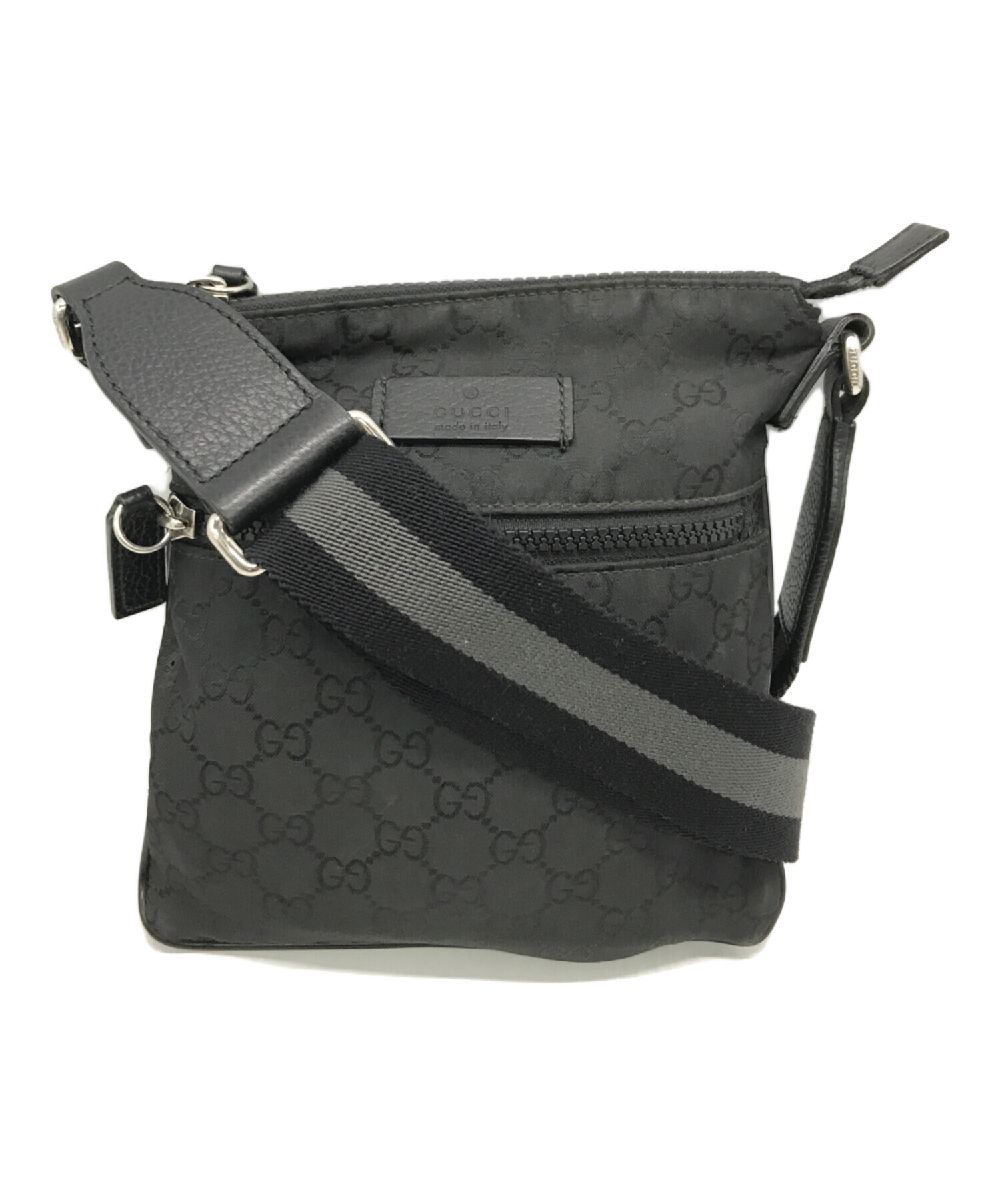中古・古着通販】GUCCI (グッチ) GGナイロンショルダーバッグ ブラック
