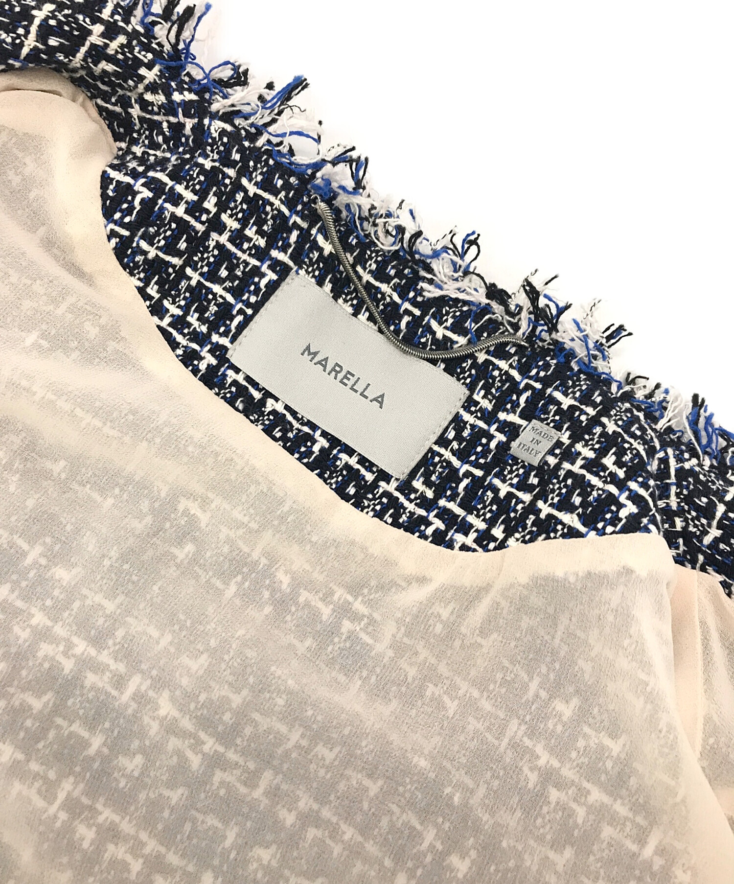 中古・古着通販】MARELLA (マレーラ) ツイードコート ブラック×ブルー