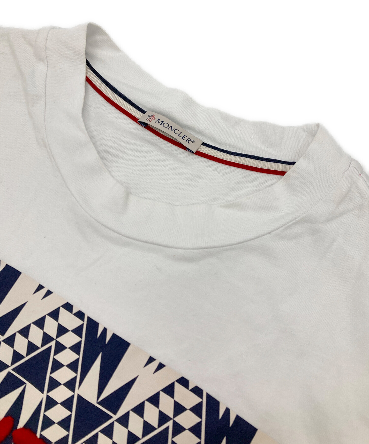 中古・古着通販】MONCLER (モンクレール) 刺繍Tシャツ ホワイト サイズ 