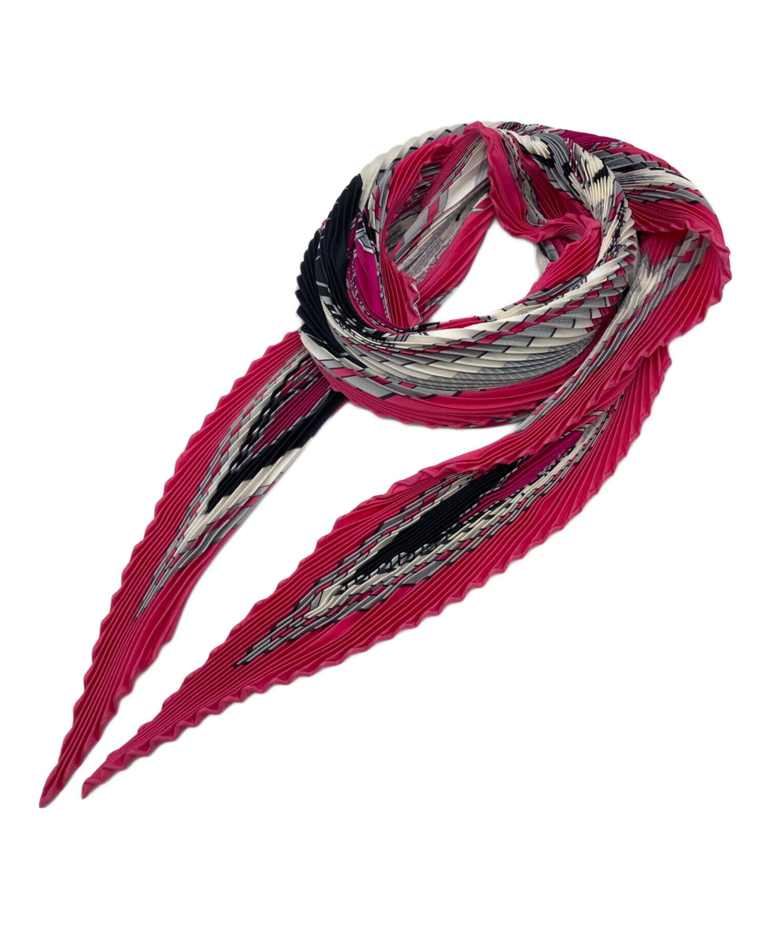 中古・古着通販】HERMES (エルメス) シルク プリーツスカーフ ピンク