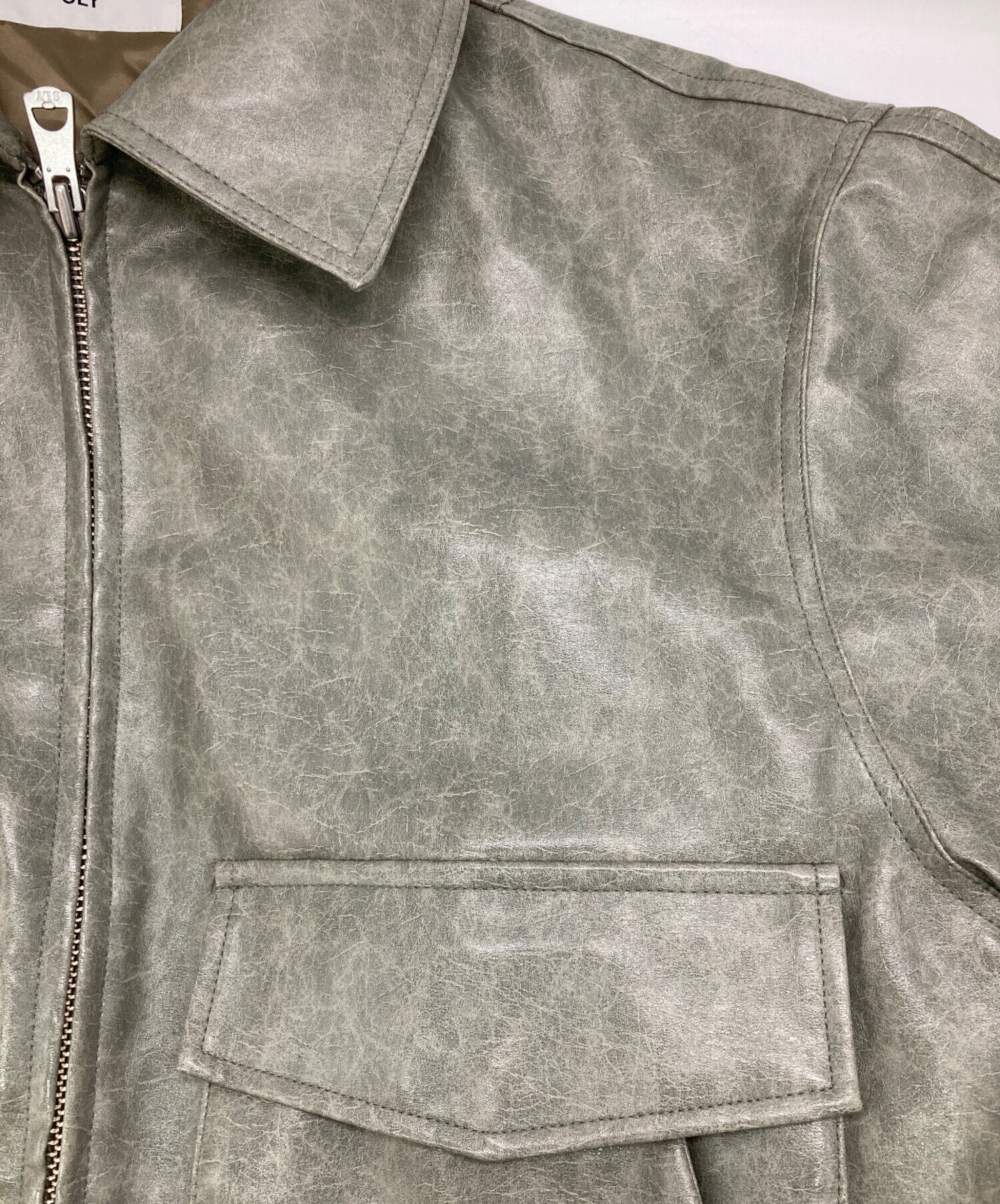 中古・古着通販】SLY (スライ) FAUX LEATHER ZIP UP ブルゾン グリーン