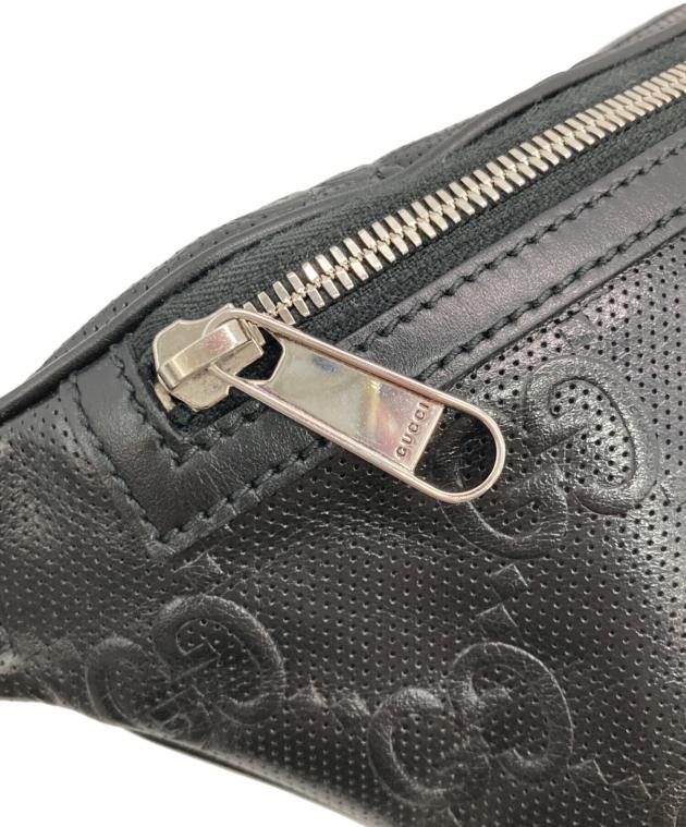 中古・古着通販】GUCCI (グッチ) GGエンボス ベルトバッグ ブラック