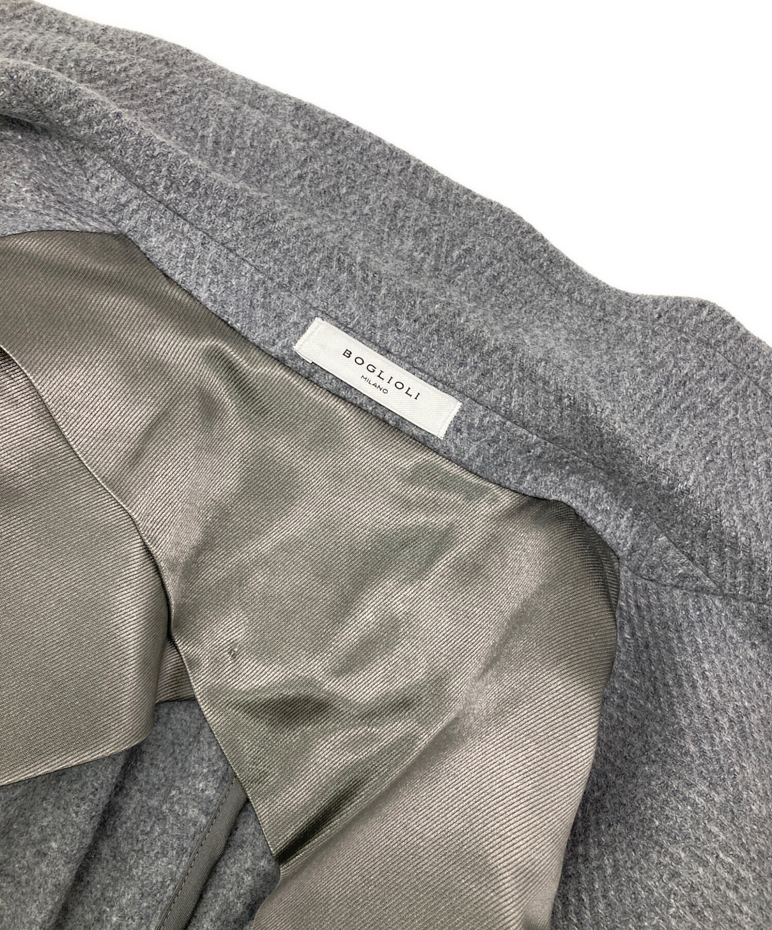 【未使用タグ付き】ボリオリ　チェスターコート　　48　BOGLIOLI BOGLIOLI（ボリオリ）ウールナイロンカシミアダイアゴナルソフト