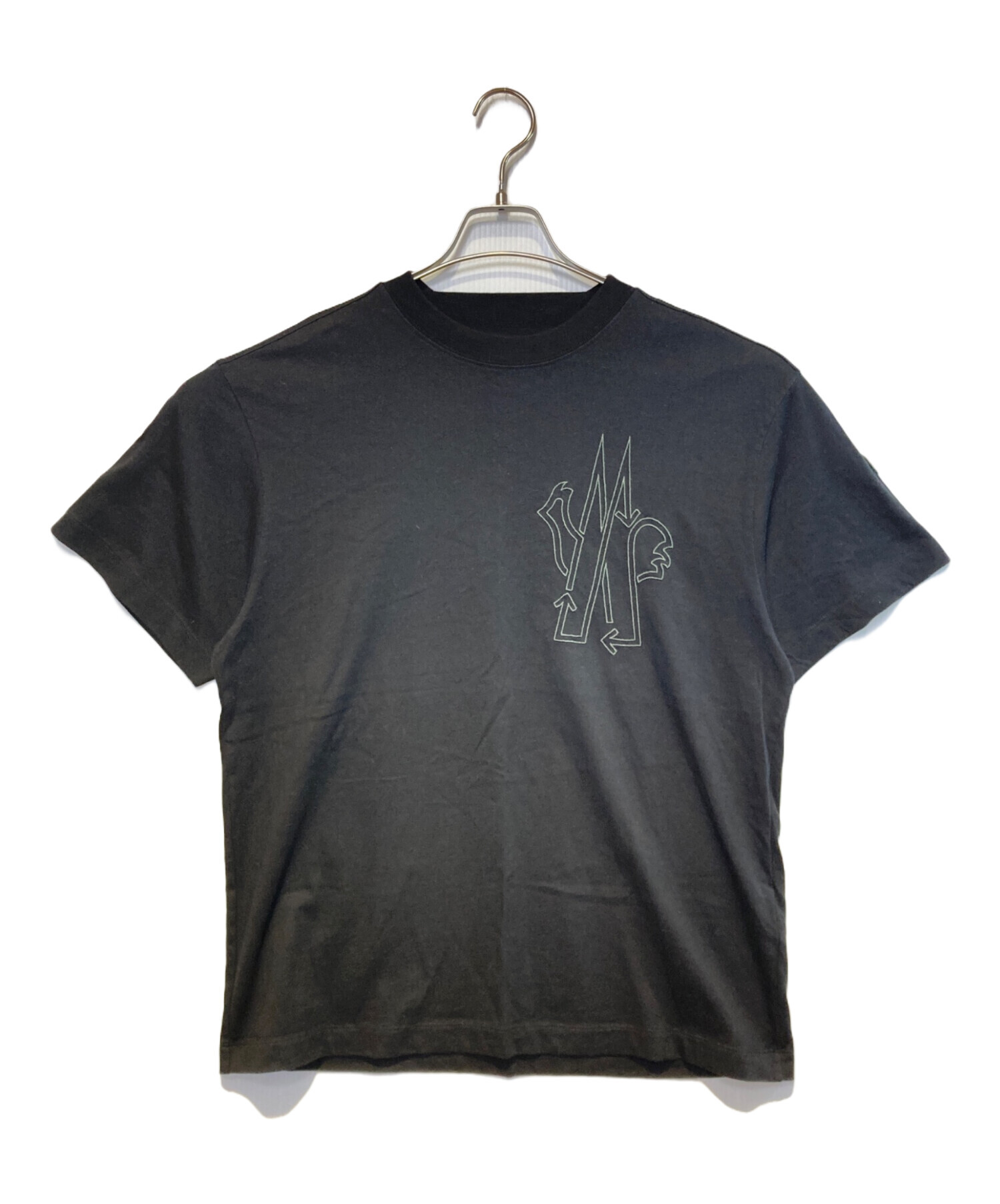 中古・古着通販】MONCLER (モンクレール) ロゴ刺繍Tシャツ ブラック 