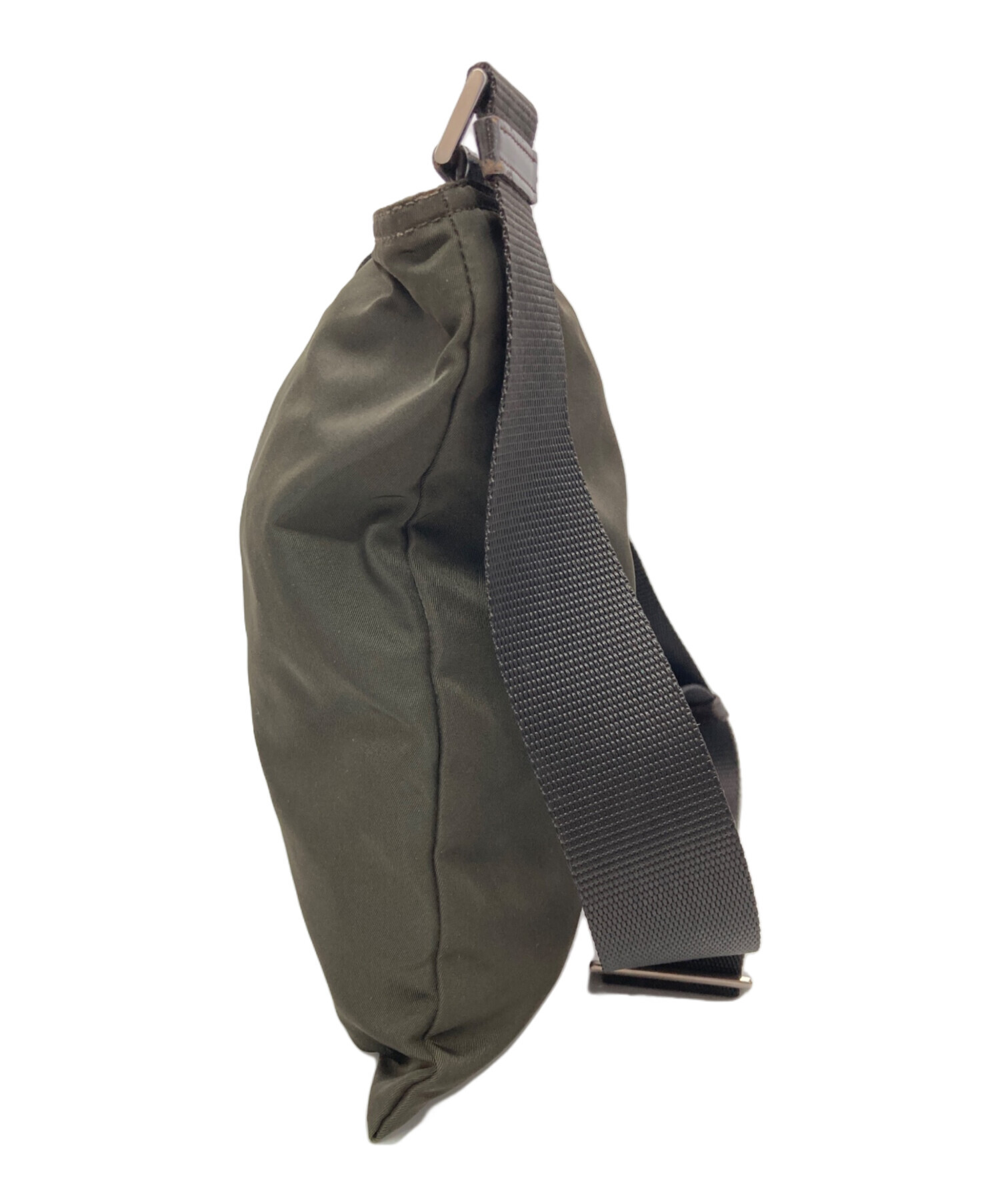【在庫一掃SALE】プラダ ナイロン×レザーショルダーバッグ　カーキ×ブラウン 在庫一掃SALE】プラダ ナイロン×レザーショルダーバッグ カーキ