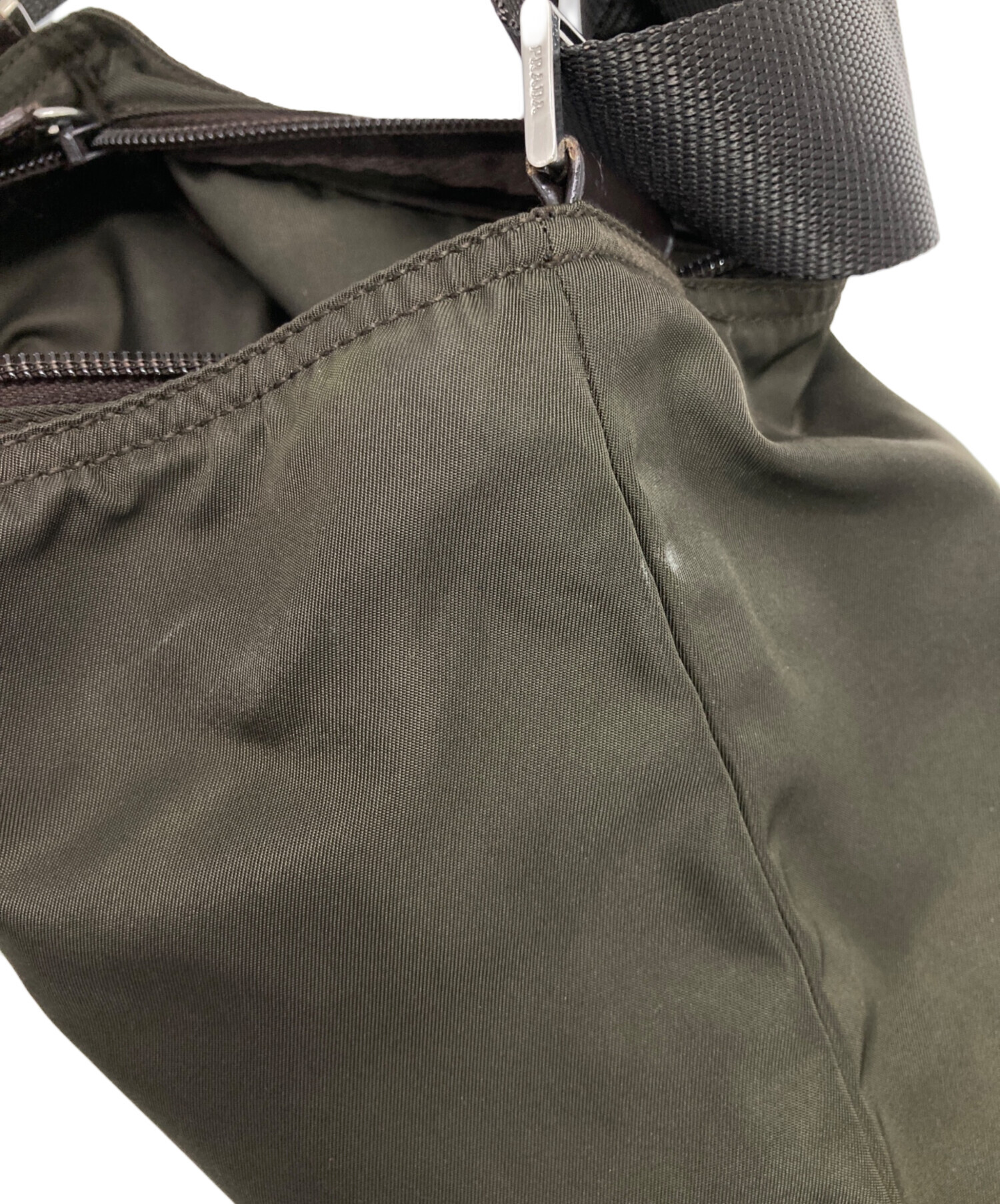 中古・古着通販】PRADA (プラダ) ナイロンショルダーバッグ カーキ