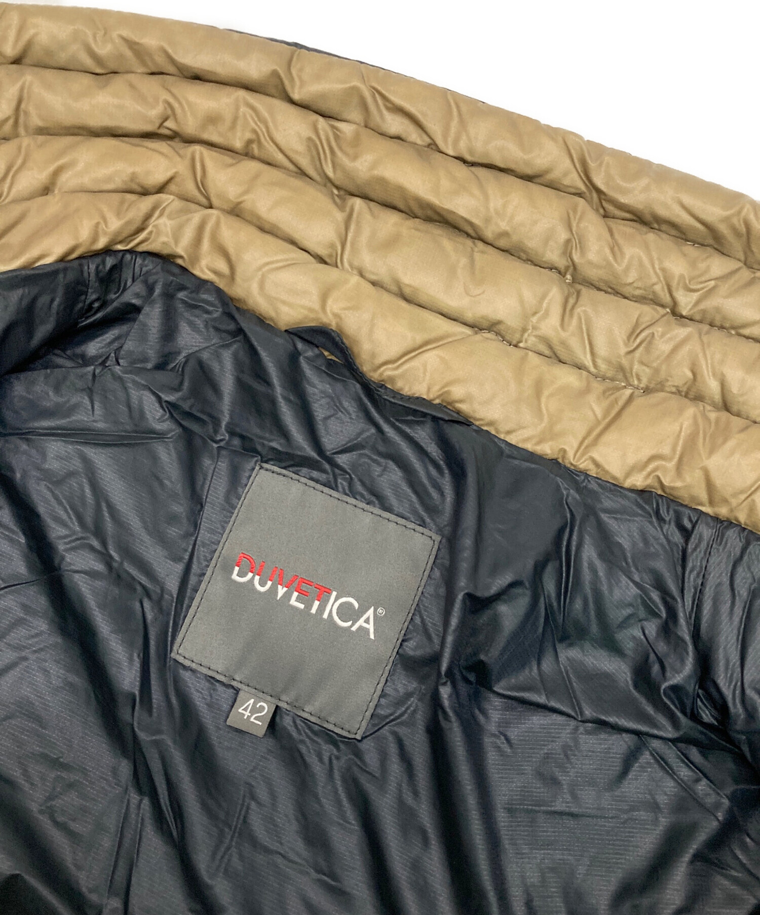 DUVETICA ダウンジャケット サイズ42 ネイビー DUVETICA ／デュべティカ／レイヤード／ニット ×ダウン