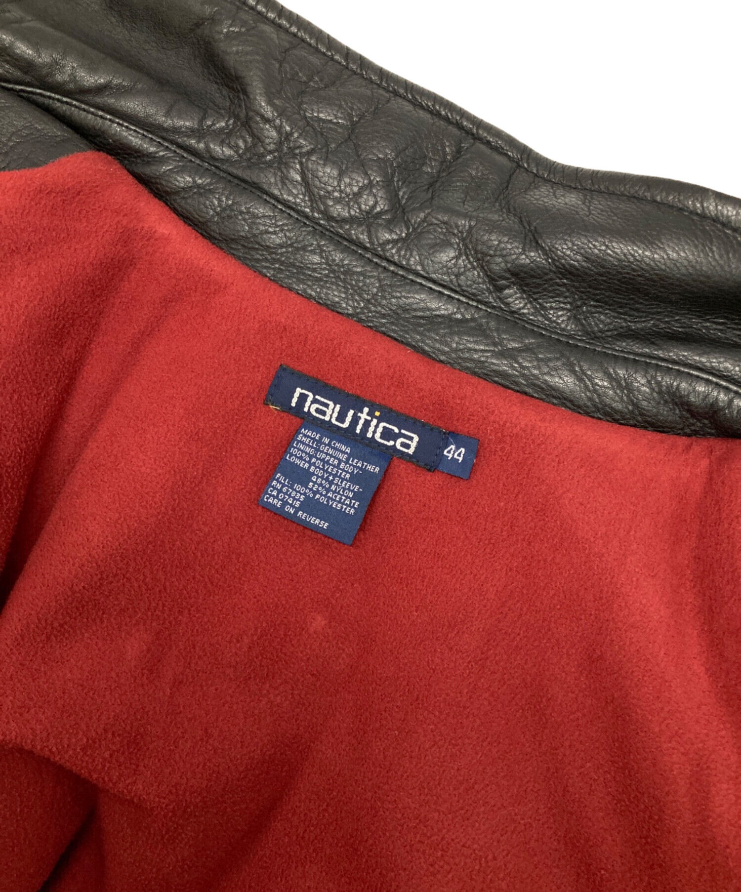 中古・古着通販】NAUTICA (ノーティカ) レザーカーコート ブラック