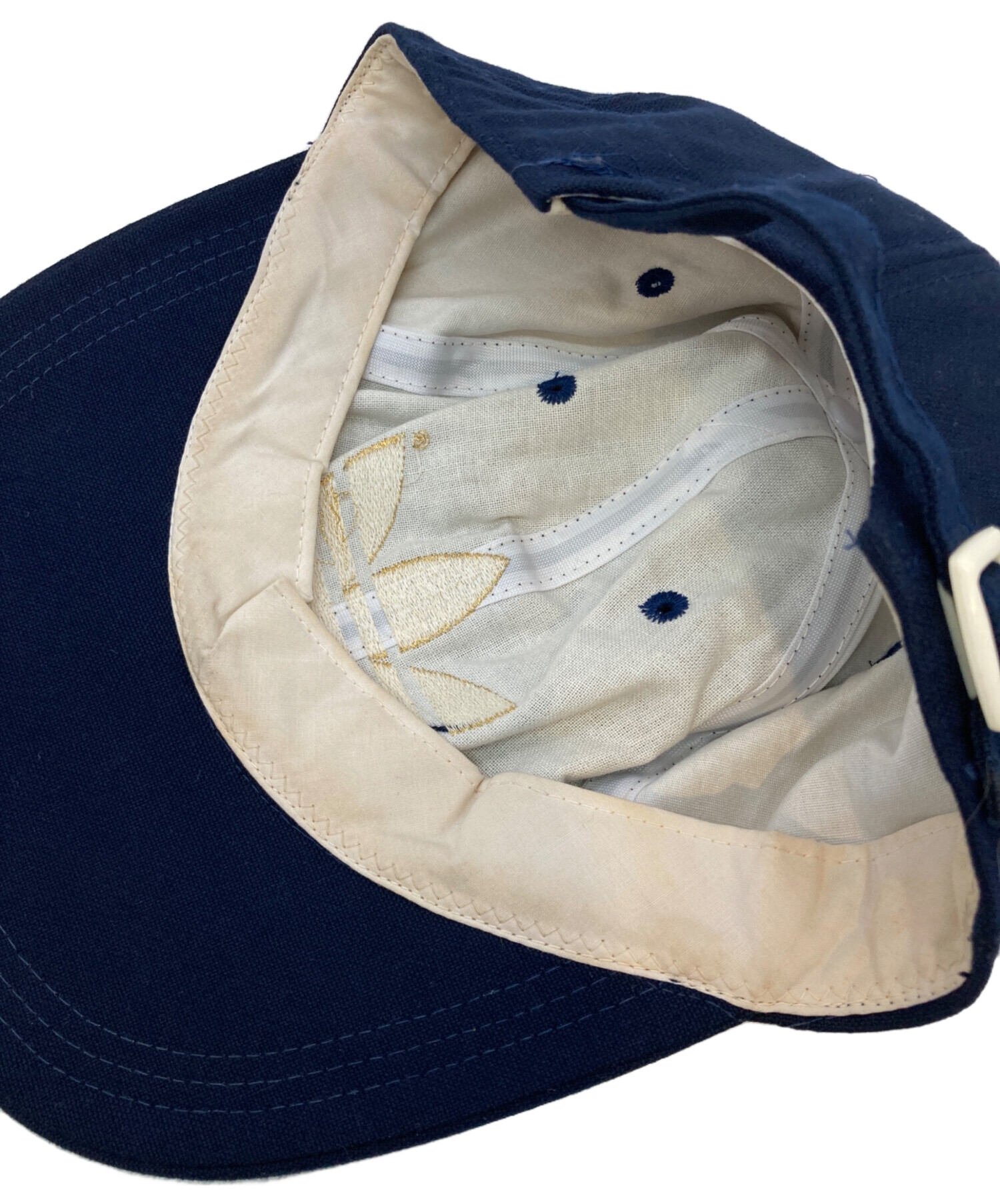 90sOldオールドアディダスデサント製帽子キャップネイビー紺 中古・古着通販】adidas (アディダス) ［古着］キャップ ネイビー