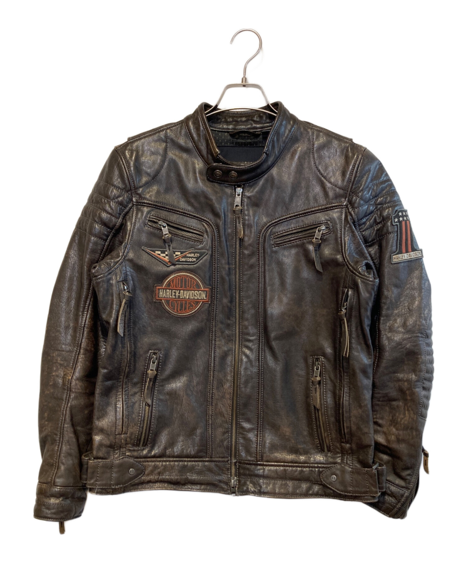 ハーレーダビッドソン レザージャケット ダークブラウン　Mサイズ　古着 中古・古着通販】HARLEY-DAVIDSON (ハーレーダビッドソン