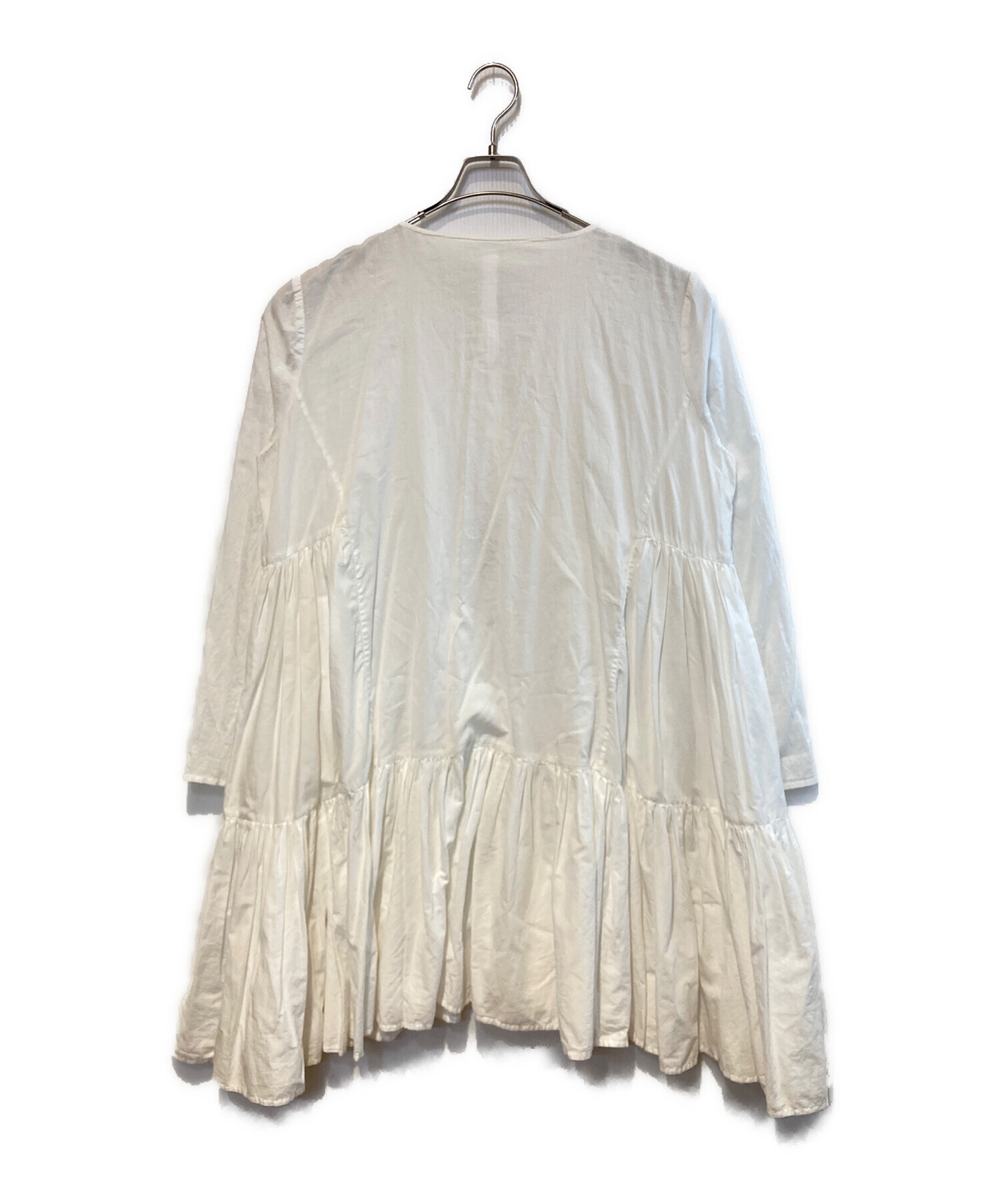 【Merlette】マーレット マーテル ティアードワンピース 白 長袖 中古・古着通販】merlette (マーレット) ティアードワンピース