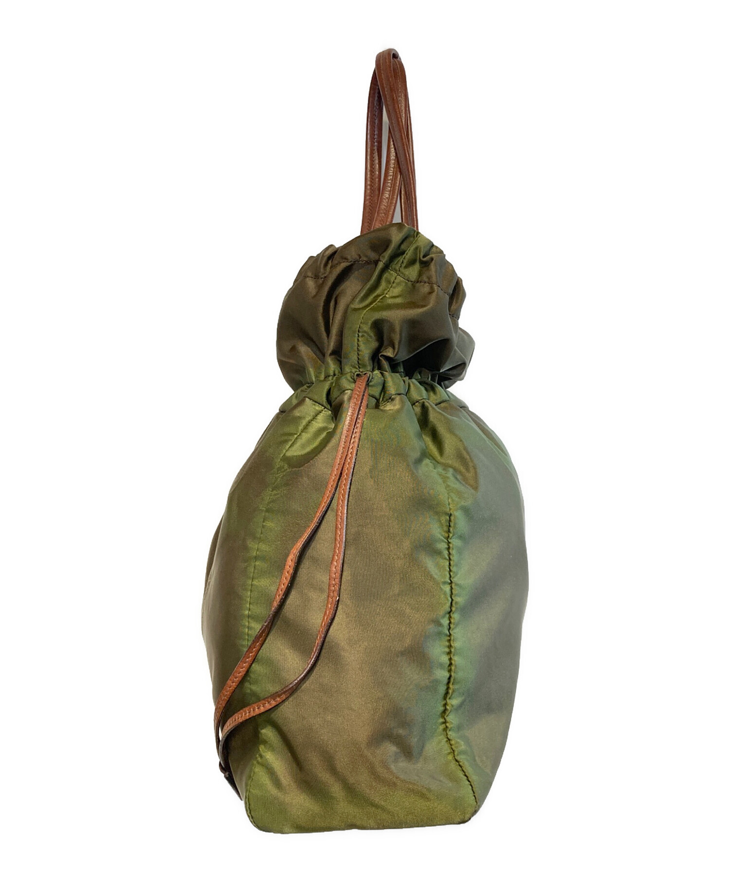 プラダ オリーブグリーン トートバッグ 中古・古着通販】PRADA (プラダ) ナイロントートバッグ オリーブ