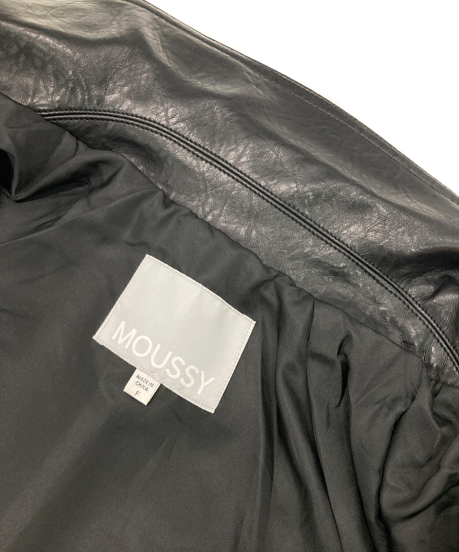 中古・古着通販】moussy (マウジー) F/LEATHER GATHER ブルゾン