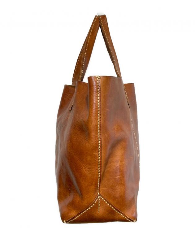 genten アマーノ　ブラウンレザー　トートバッグ　ハンドバッグ　SS 中古・古着通販】genten (ゲンテン) アマーノレザートートバッグ