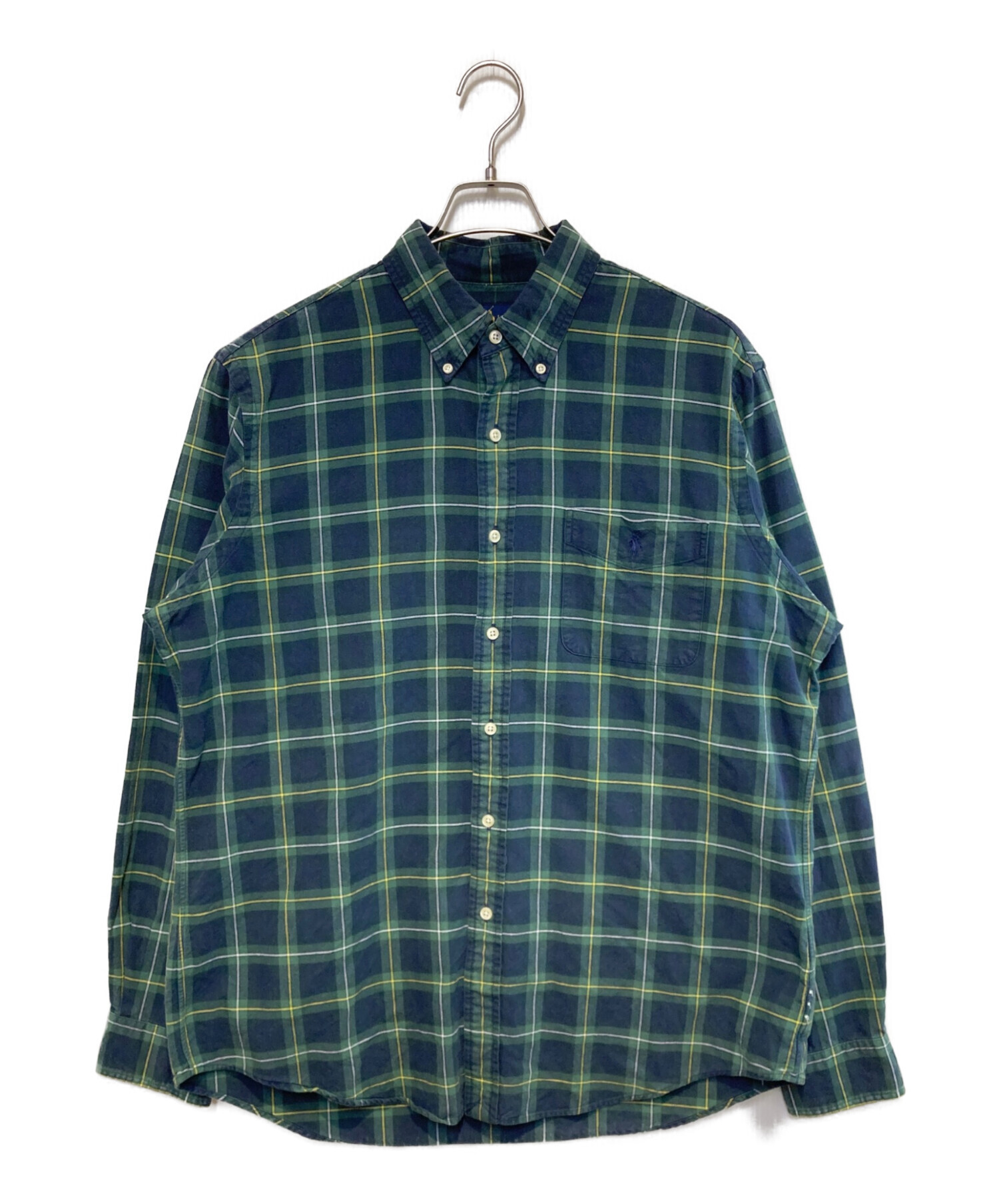 ラルフローレンポロシャツ ネイビー・グリーンチェック　ラガーシャツ　チェック 中古・古着通販】RALPH LAUREN (ラルフローレン) チェックBDシャツ