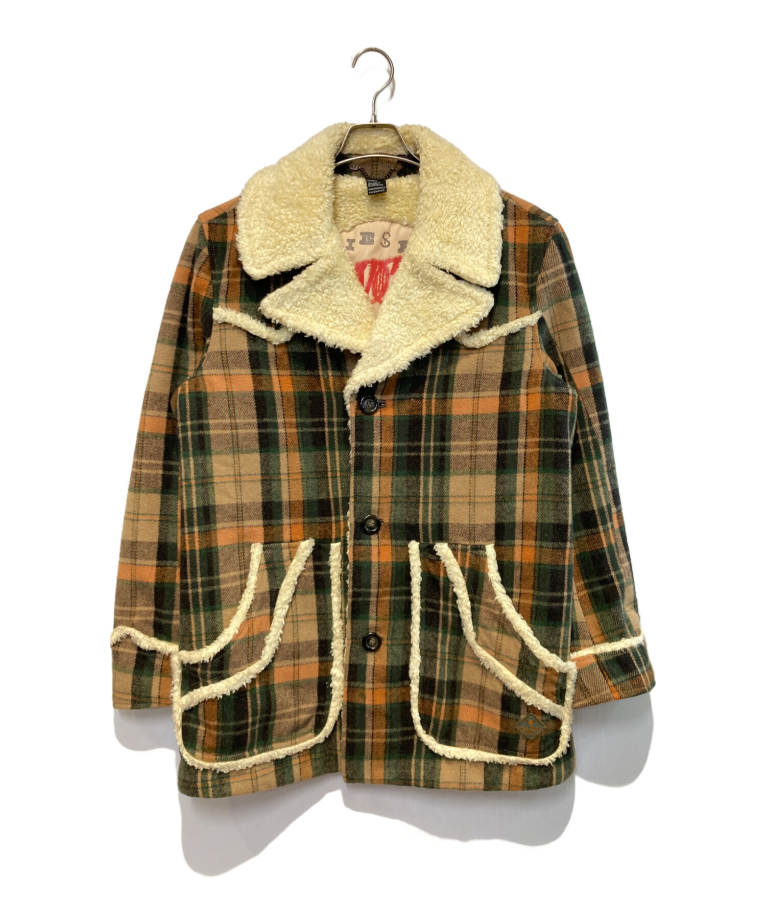 中古・古着通販】DIESEL (ディーゼル) 裏ボアチェックコート ブラウン 