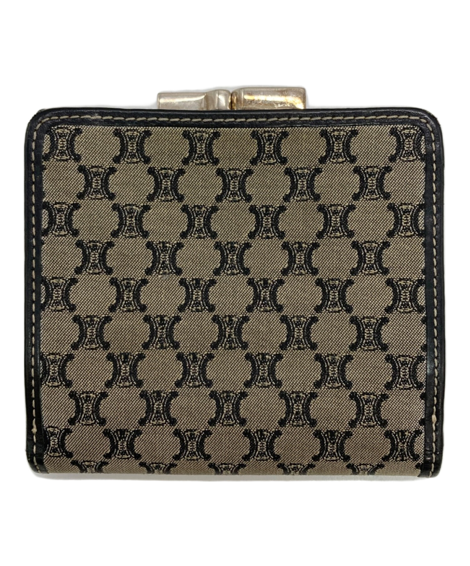 【微美品】CELINE　セリーヌ　折り財布　マカダム柄　グレー　キャンバス 中古・古着通販】CELINE (セリーヌ) マカダム柄二つ折り財布 グレー