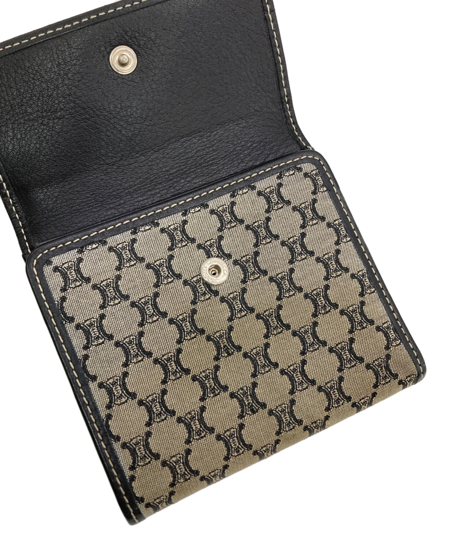 中古・古着通販】CELINE (セリーヌ) マカダム柄二つ折り財布 グレー