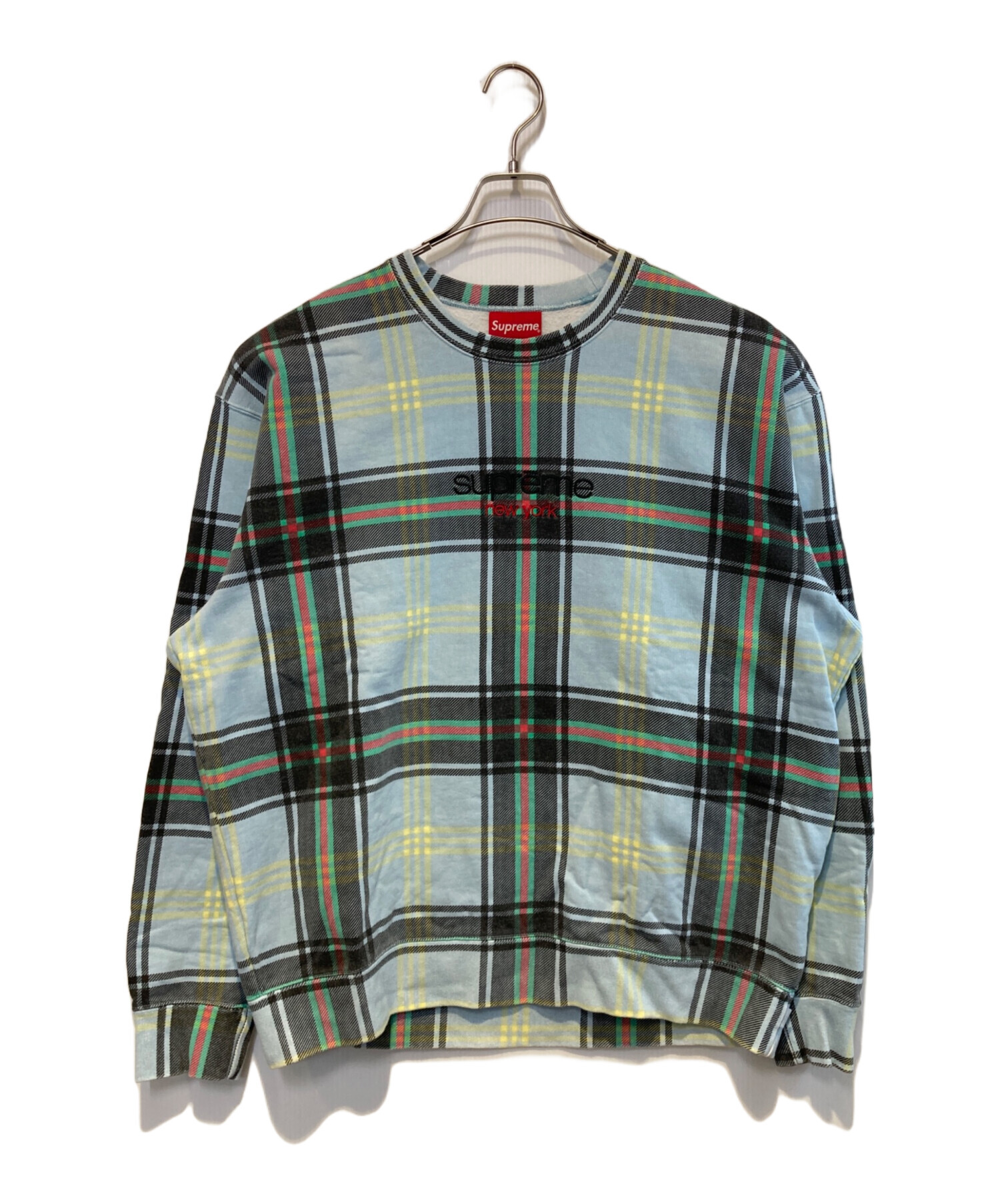 中古・古着通販】SUPREME (シュプリーム) Plaid Crewneck ブルー 