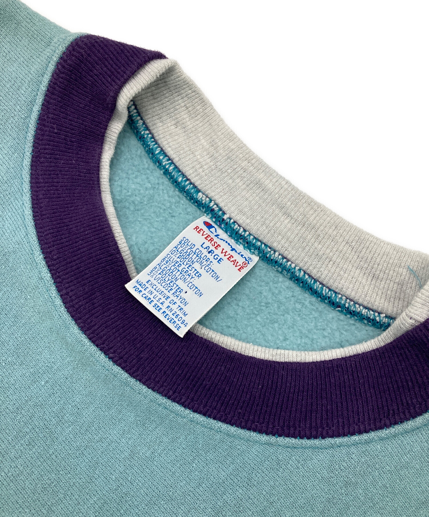 Champion Reverse Weave スウェット 水色エルボーパッチ CHAMPION