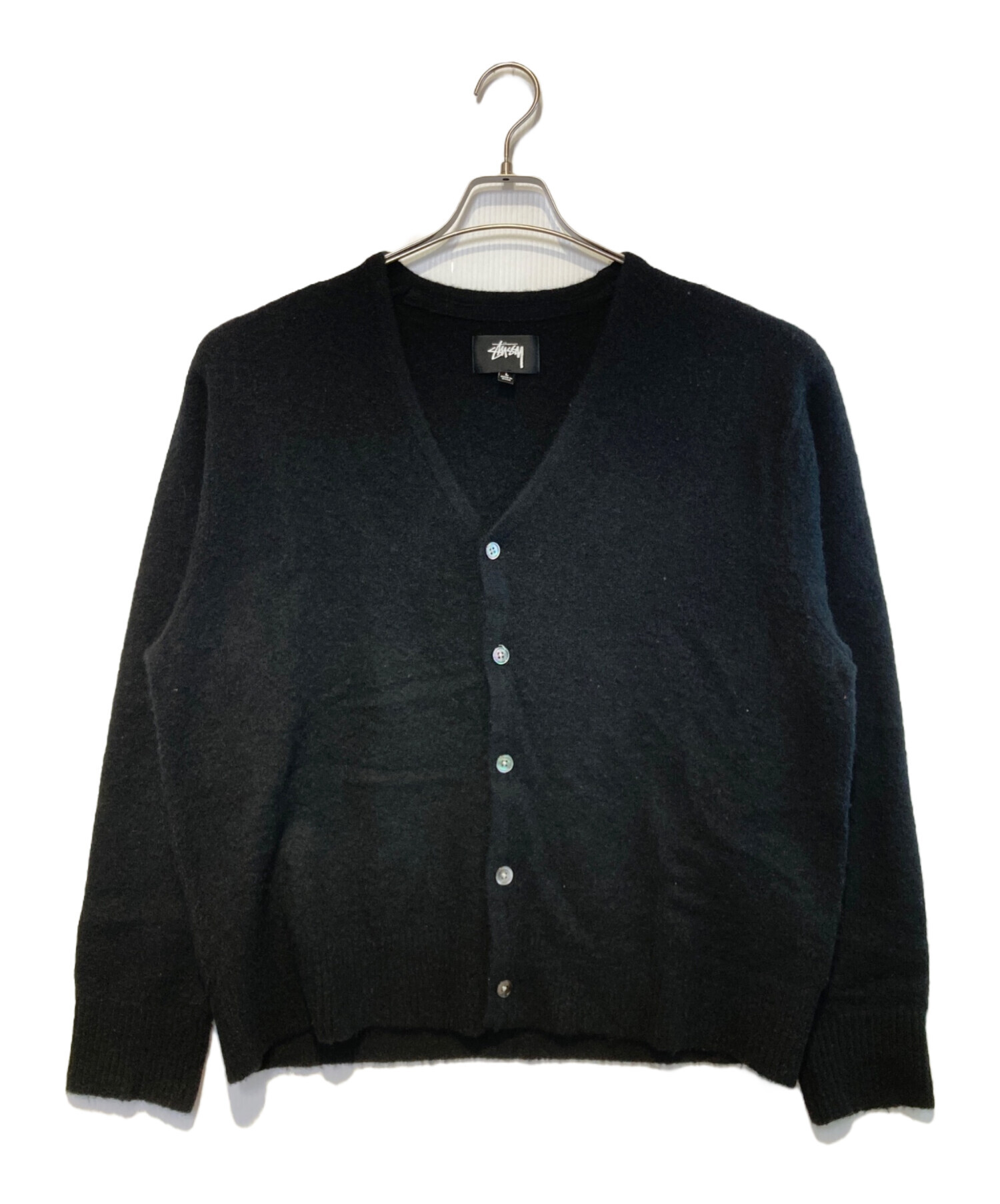STUSSY BRUSHED CARDIGAN Lサイズ カーディガン 中古・古着通販】stussy (ステューシー) Brushed Cardigan ブラック