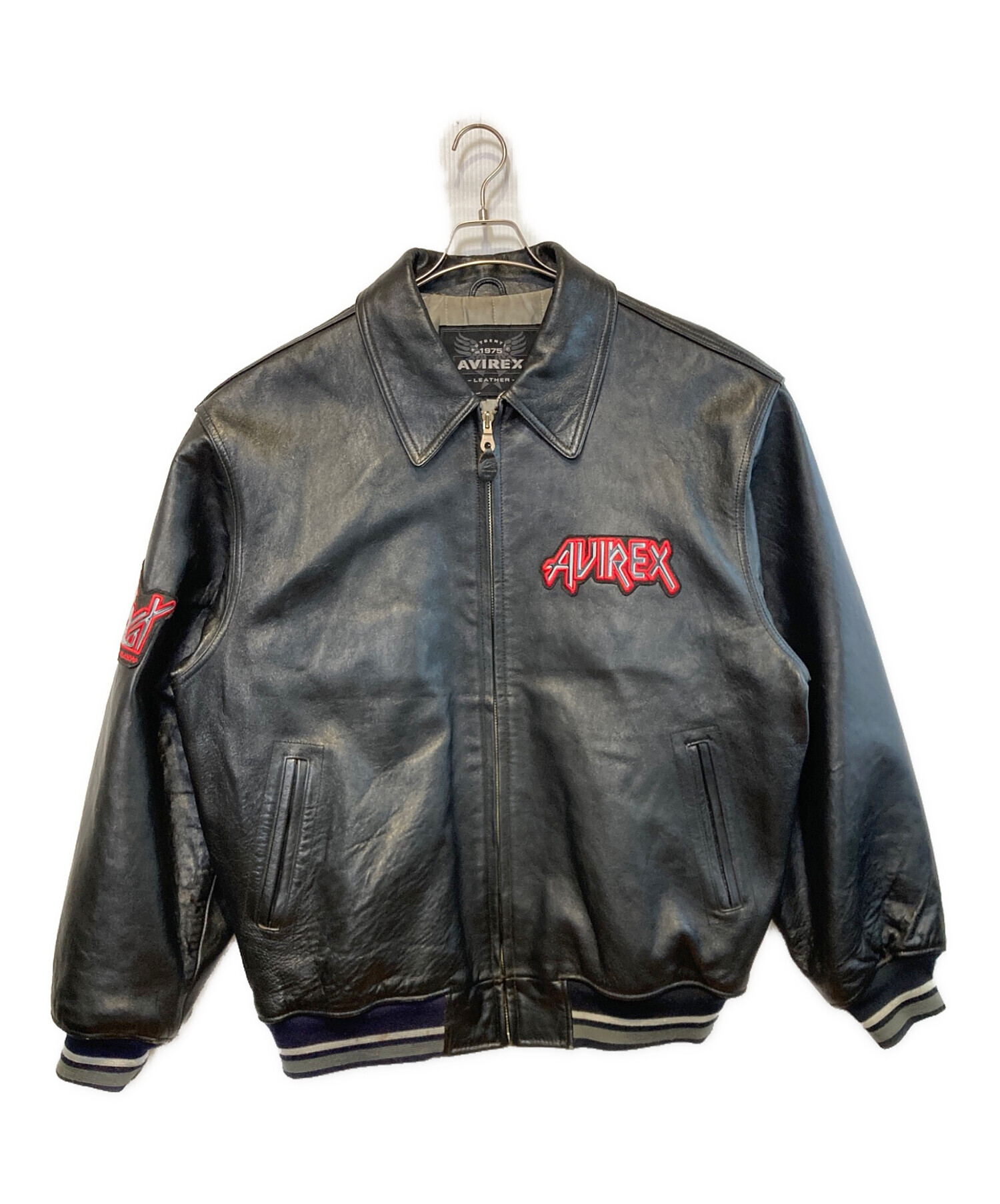Avirex Varsity レザージャケット XL ブラック 中古・古着通販】AVIREX (アヴィレックス) LEATHER VARSITY JACKET