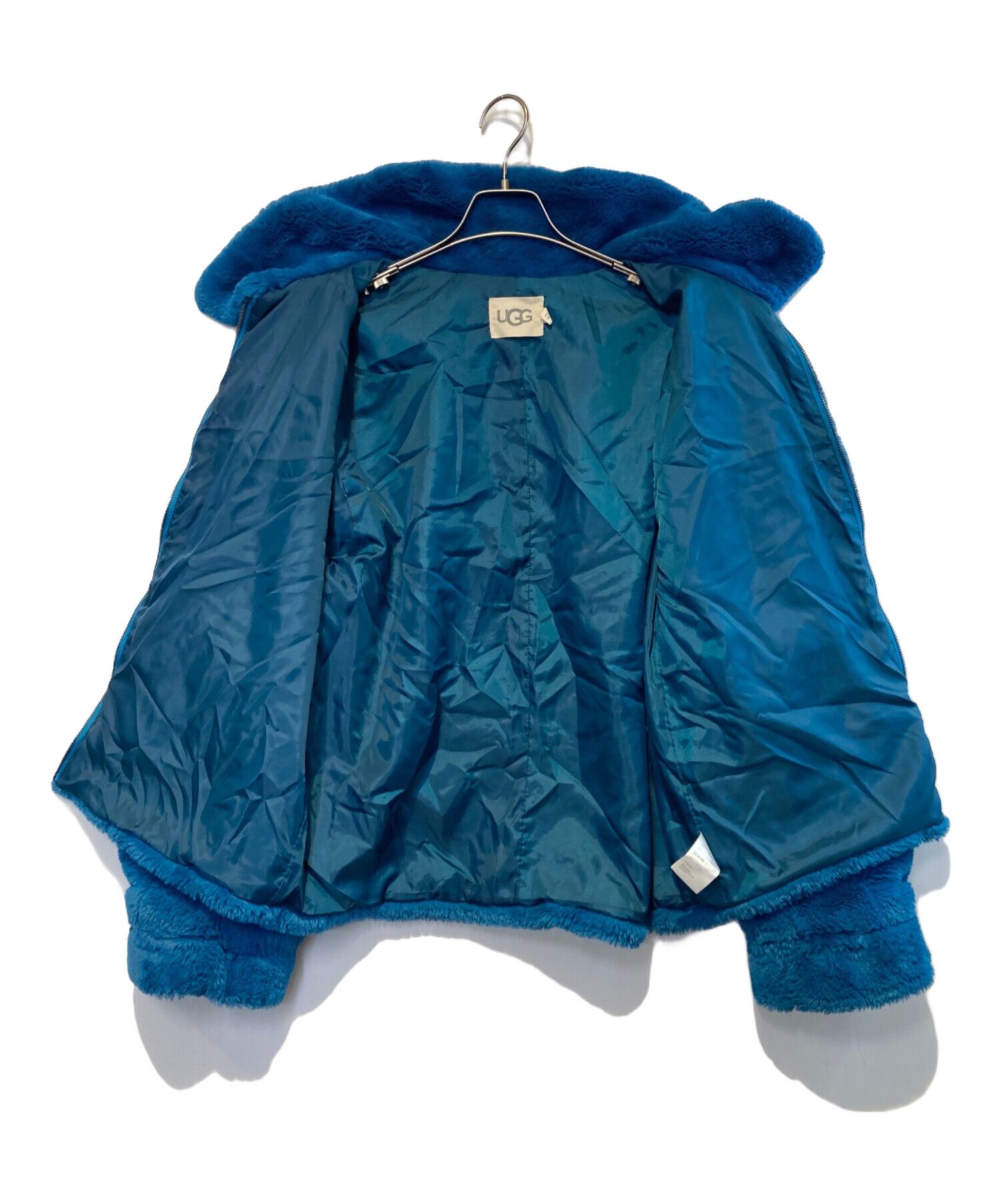 UGG 水色 ファーショートジャケット 中古・古着通販】UGG (アグ) ステンカラー フェイクファーコート