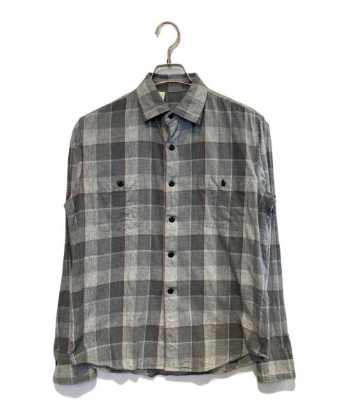 N.Hollywood チェック柄シャツ Lサイズ ブラック グレー 中古・古着通販】N.HOOLYWOOD (エヌ ハリウッド) チェックネルシャツ
