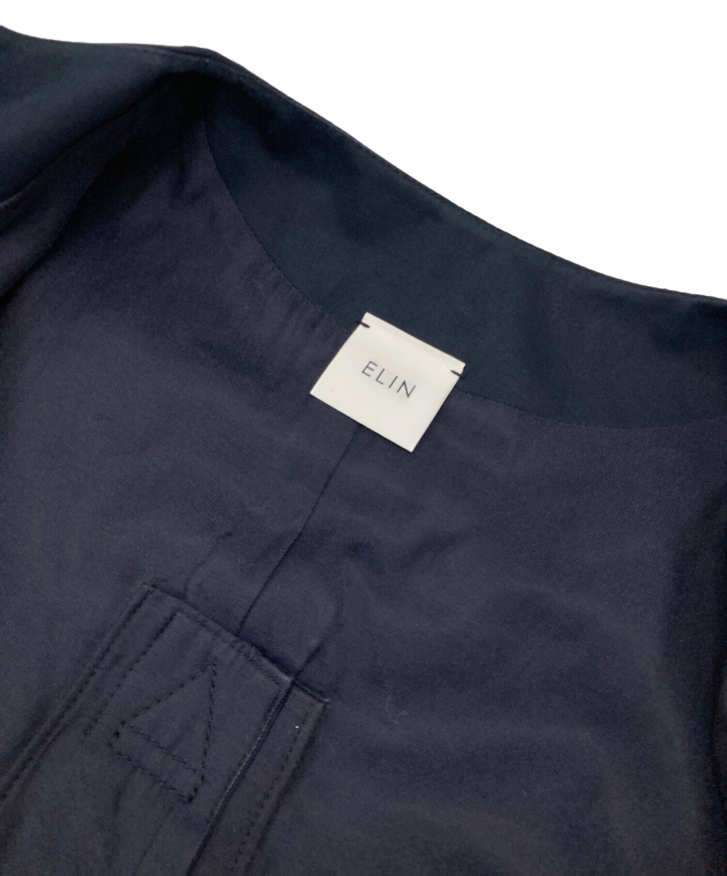 中古・古着通販】ELIN (エリン) ノーカラートレンチコート ネイビー