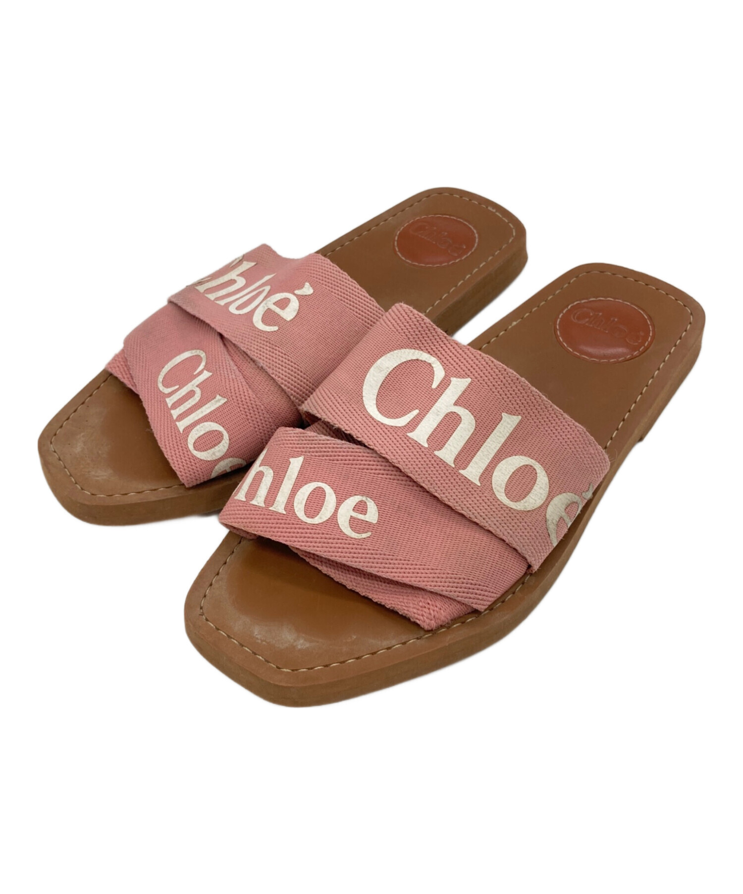 中古・古着通販】Chloe (クロエ) WOODYミュール ピンク×ブラウン