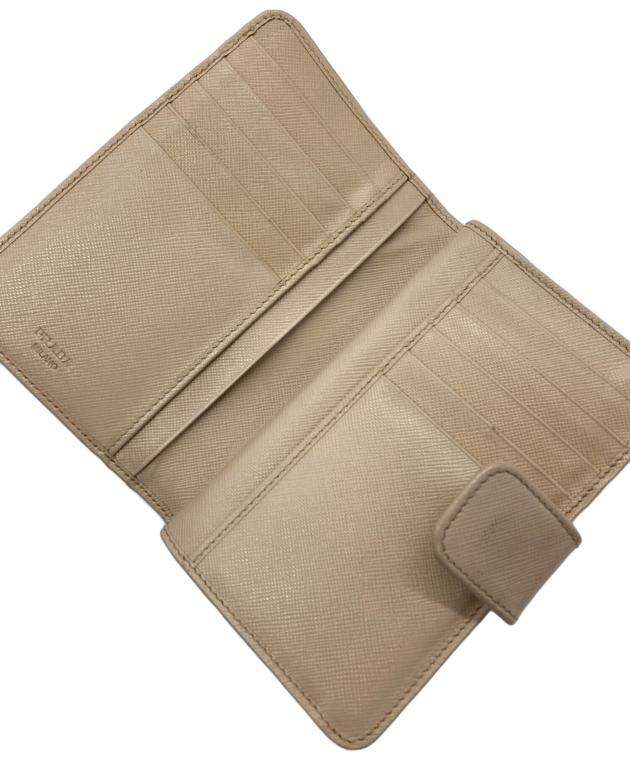 新品未使用⭐️PRADA 二つ折り財布 ベージュ 中古・古着通販】PRADA (プラダ) 2つ折り財布 ベージュ｜ブランド