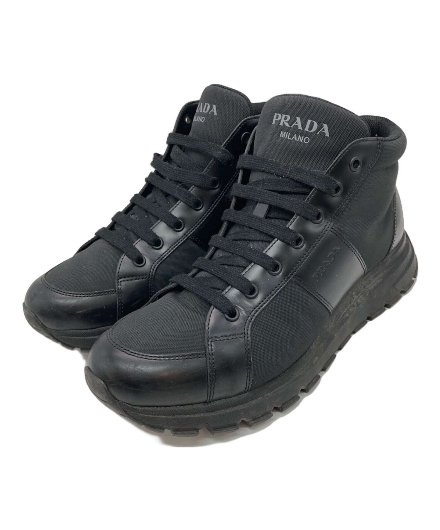 中古・古着通販】PRADA (プラダ) RE-NYLONレザーハイカットスニーカー