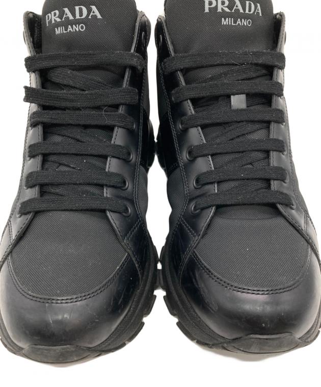 中古・古着通販】PRADA (プラダ) RE-NYLONレザーハイカットスニーカー