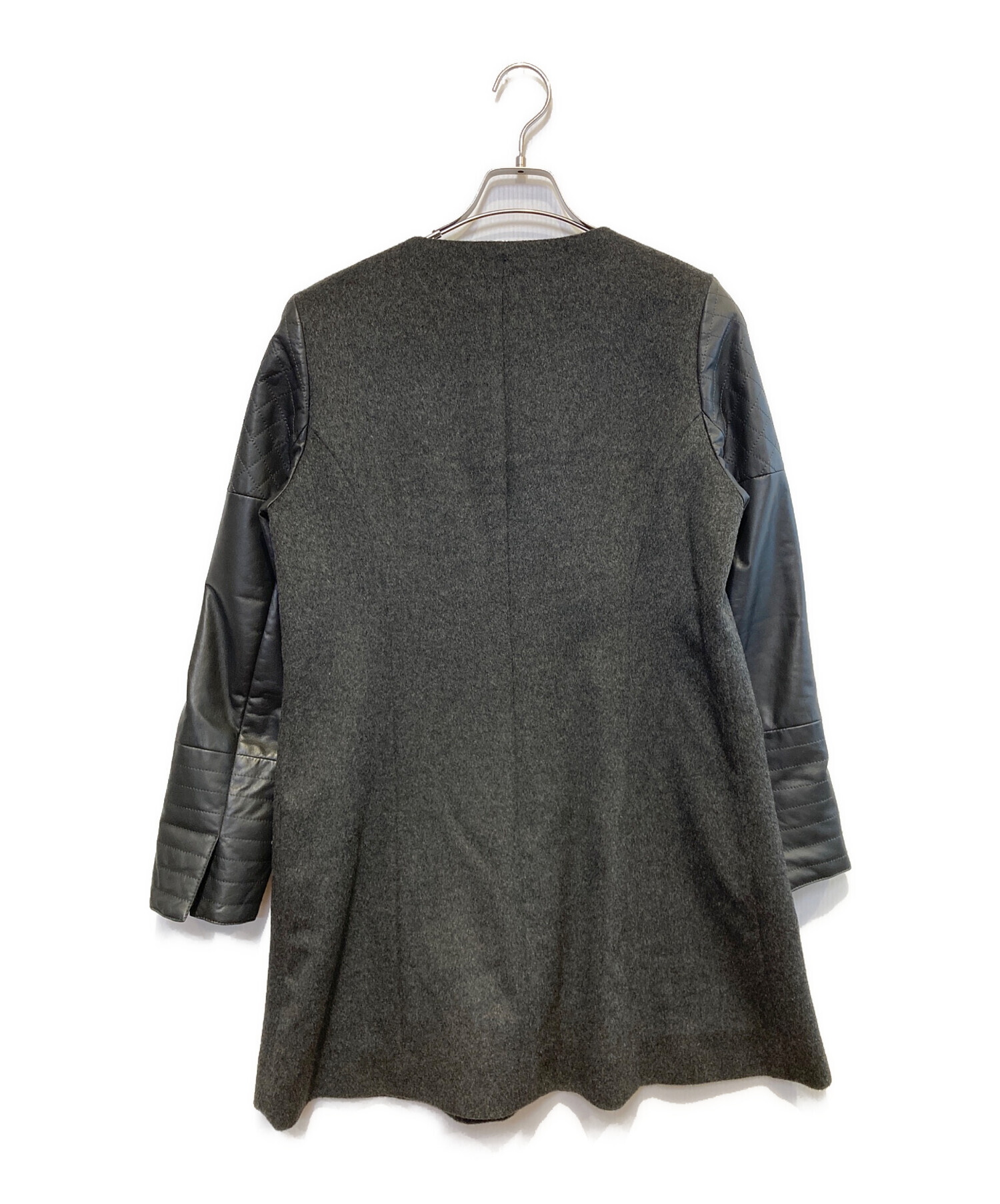 中古・古着通販】BALMAIN (バルマン) カシミアラムレザーコンビコート