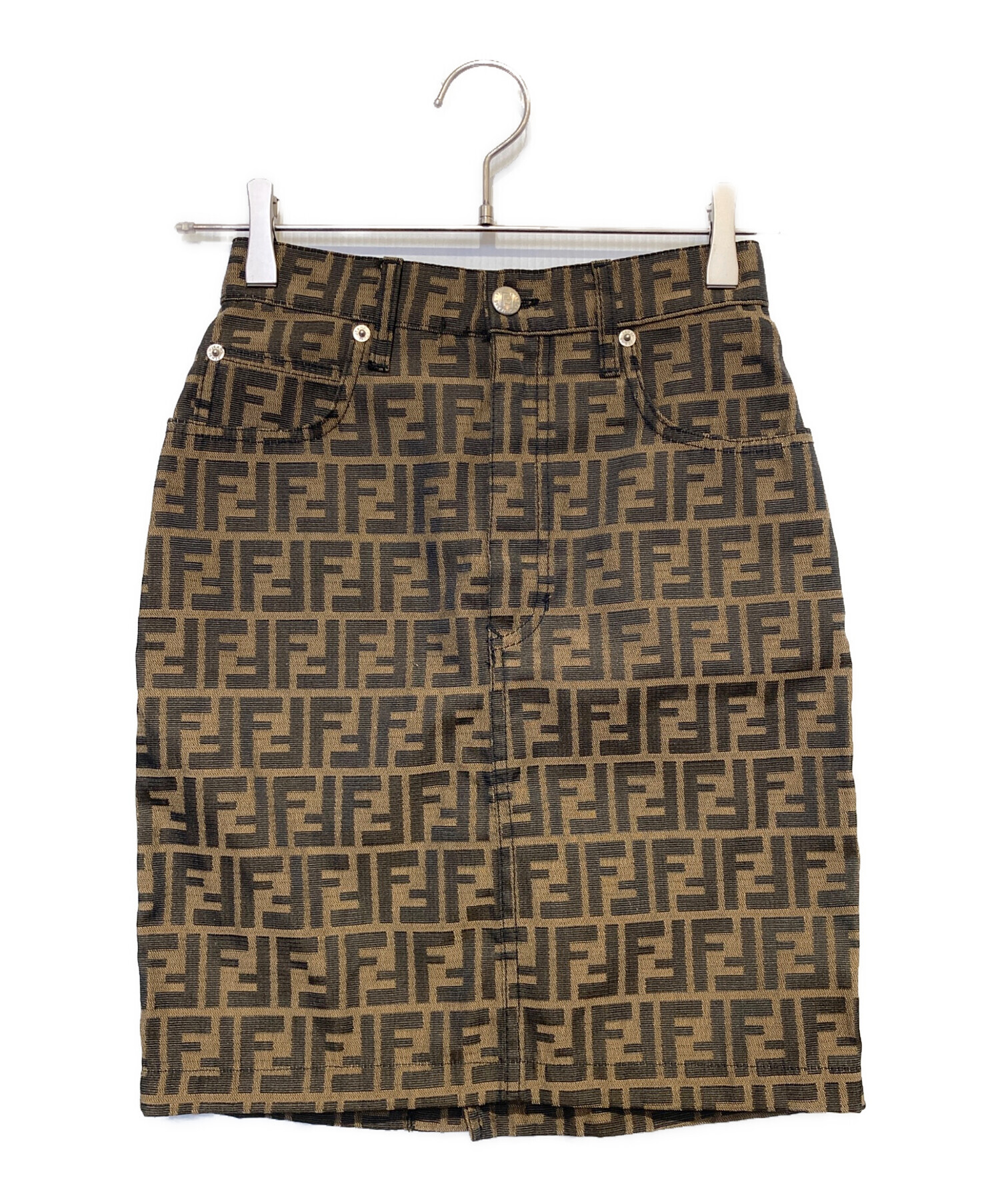 中古・古着通販】FENDI (フェンディ) ズッカ柄タイトスカート ブラウン