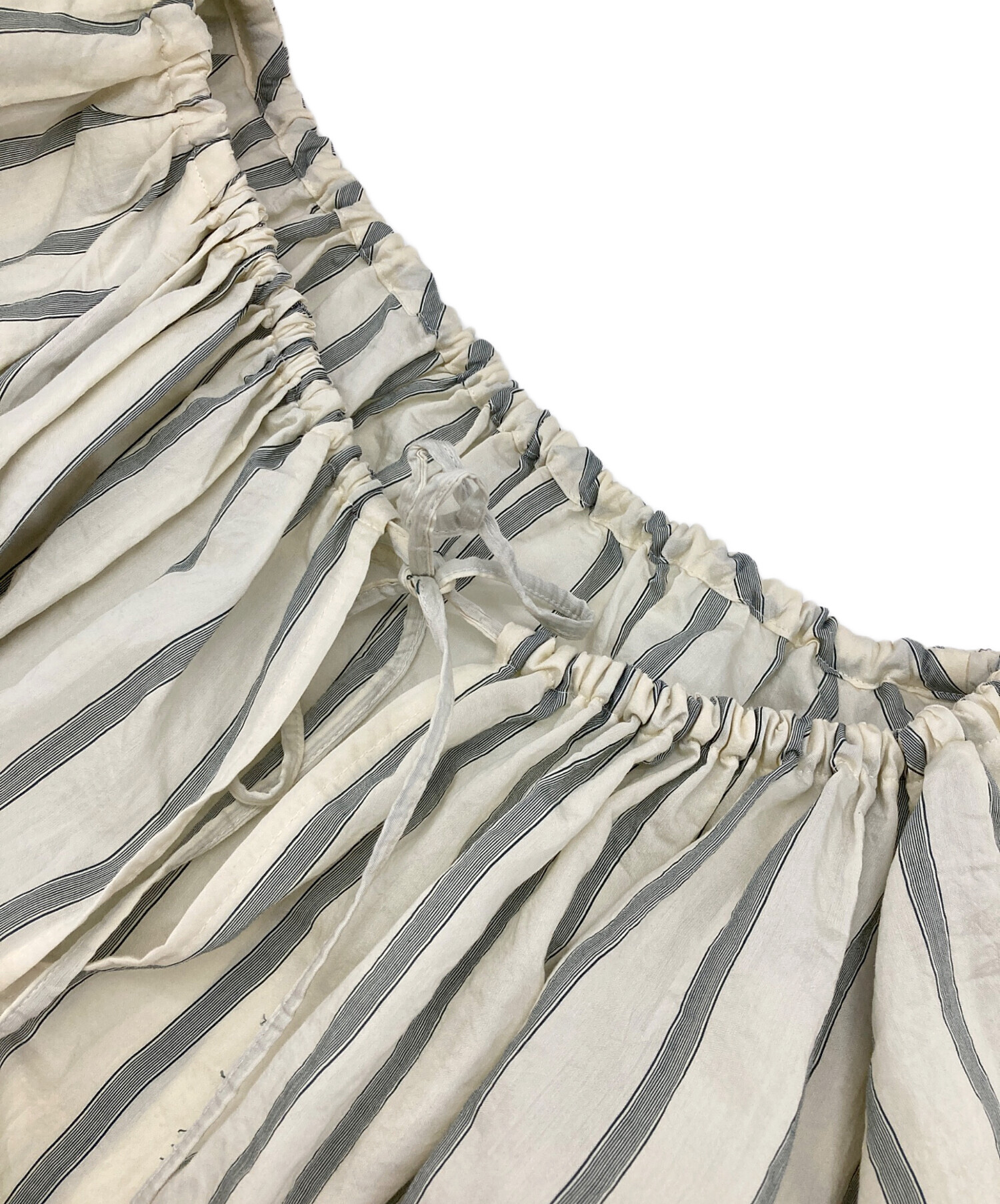 中古・古着通販】Uhr (ウーア) Striped Volume Sleeve Blouse 