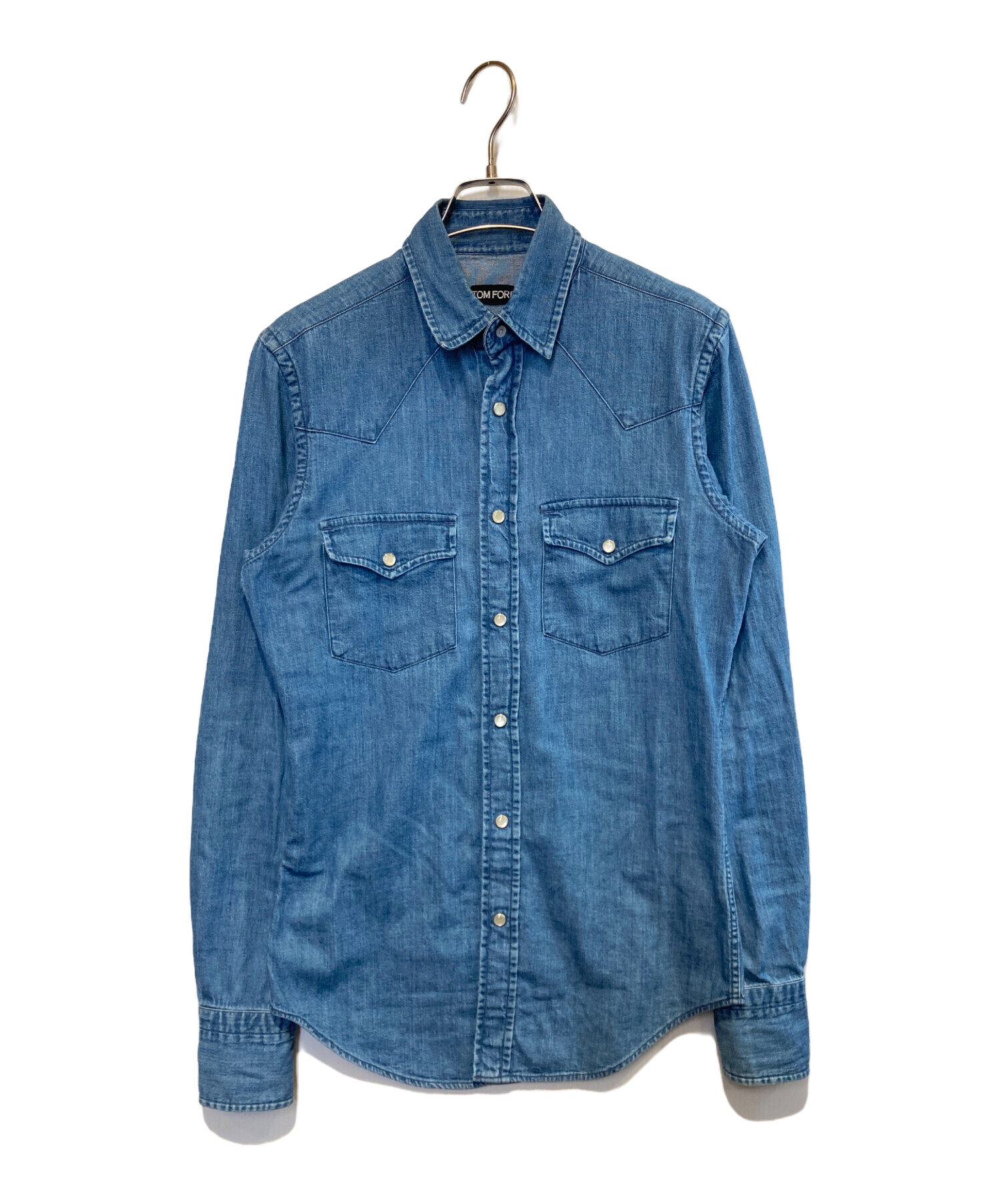 美品 トムフォード TOM FORD シャツ デニムシャツ ロングスリーブ コットン トップス レディース 40 インディゴブルー 中古・古着通販】TOM FORD (トムフォード) デニムウエスタンシャツ