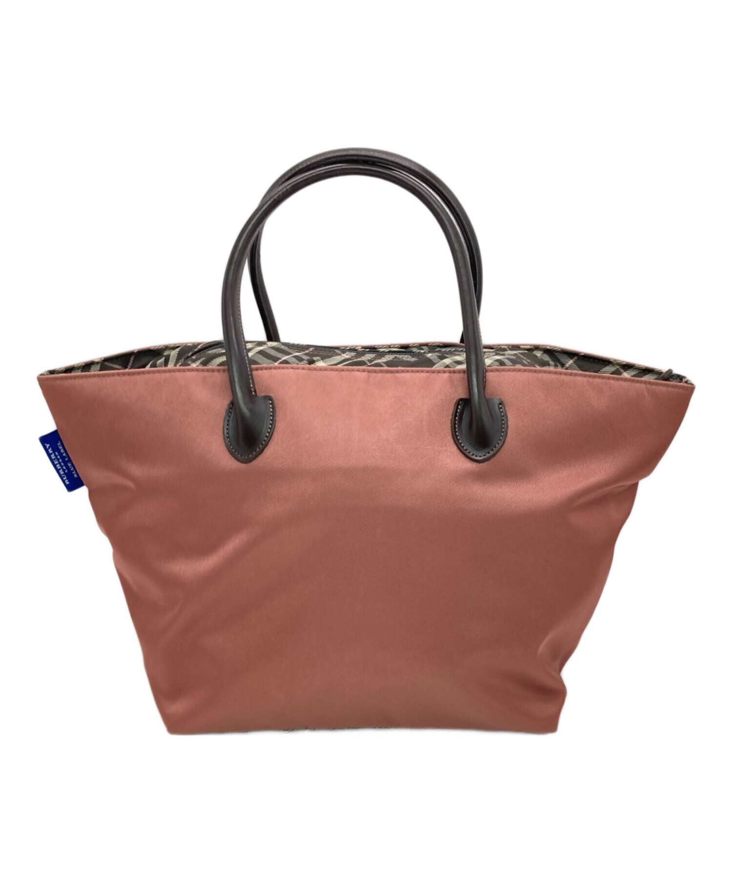 □BURBERRY BLUE LABEL レザーハンドバッグ　コーラルピンク 中古・古着通販】BURBERRY BLUE LABEL (バーバリー ブルー レーベル