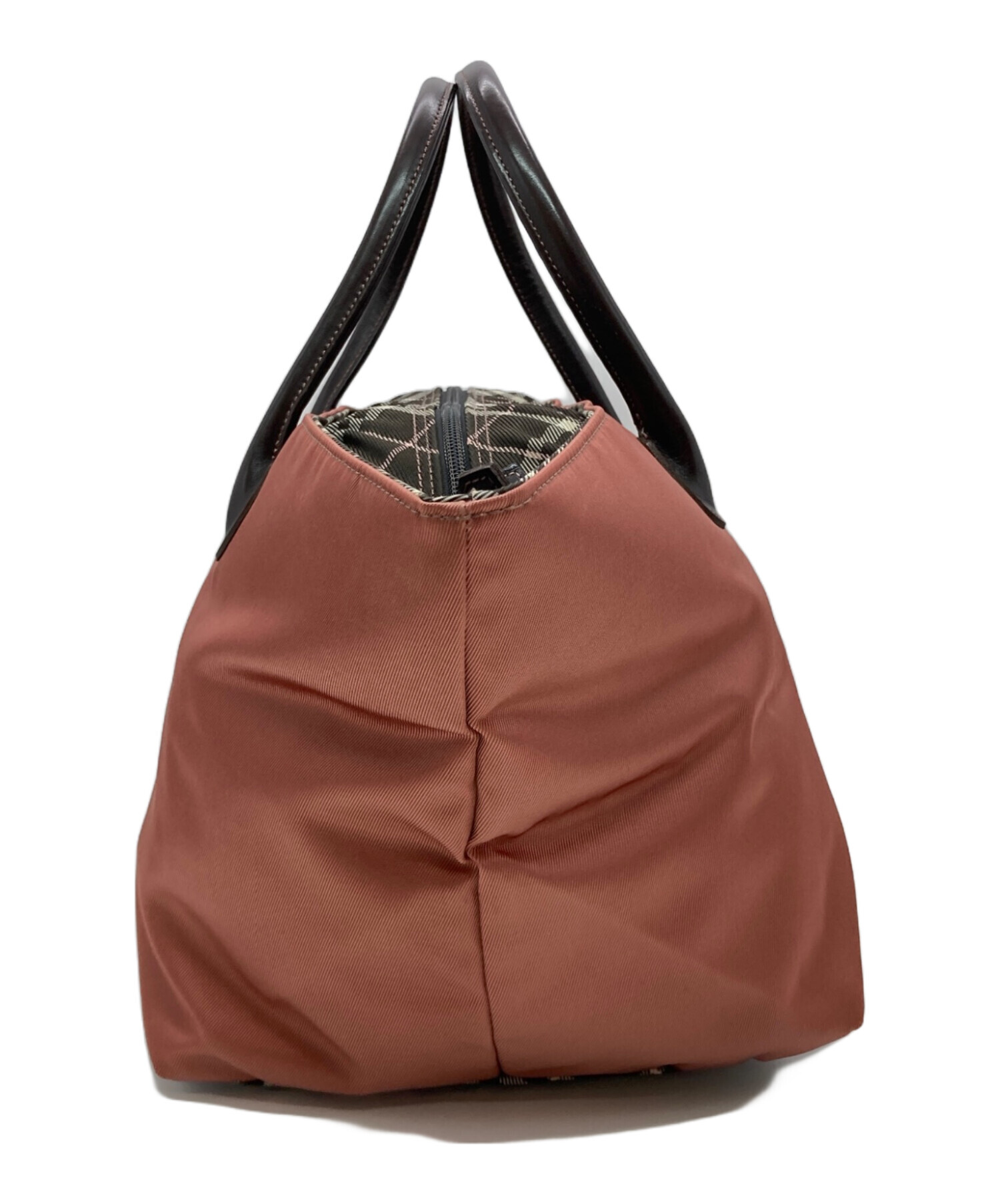 □BURBERRY BLUE LABEL レザーハンドバッグ　コーラルピンク 中古・古着通販】BURBERRY BLUE LABEL (バーバリー ブルー レーベル