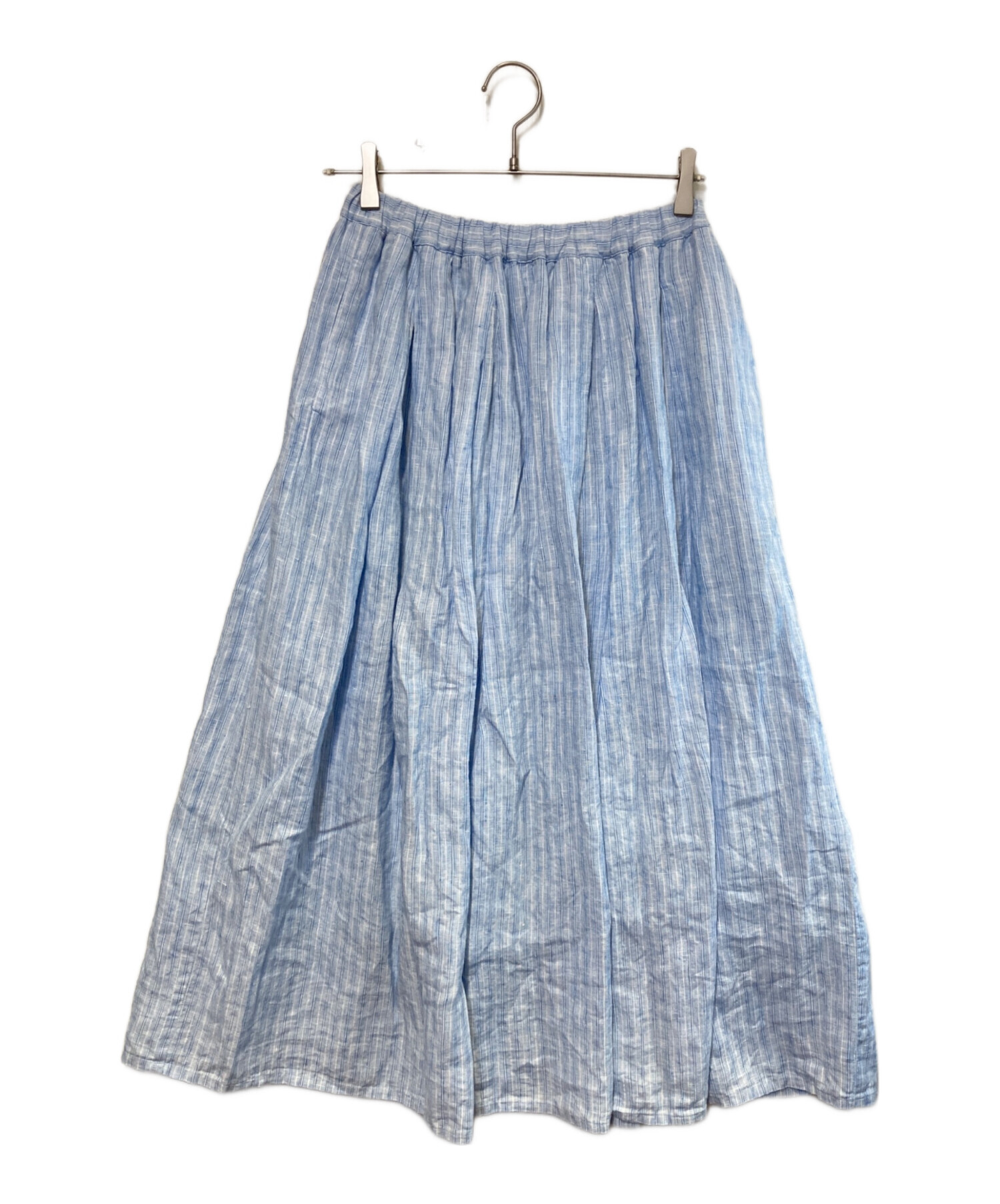 中古・古着通販】KAGURE (カグレ) リネンストライプスカート ブルー