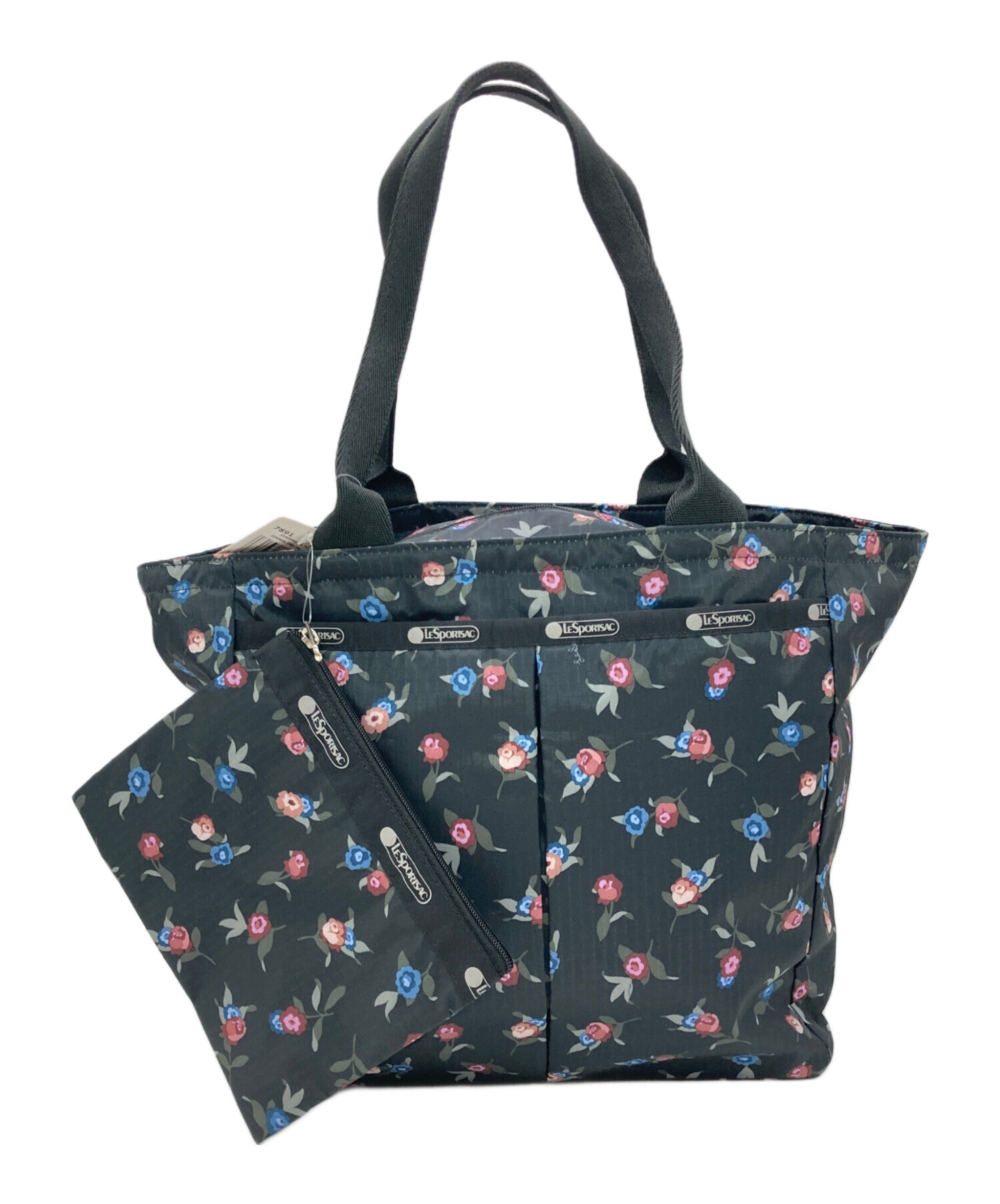 【未使用品】LeSportsac 花柄トートバッグ　キルティング　ブラック　黒 中古・古着通販】LeSportsac (レスポートサック) 花柄トートバッグ