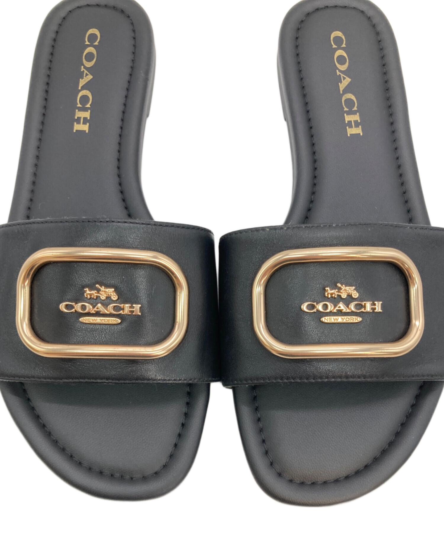 中古・古着通販】COACH (コーチ) Evyフラットサンダル ブラック サイズ