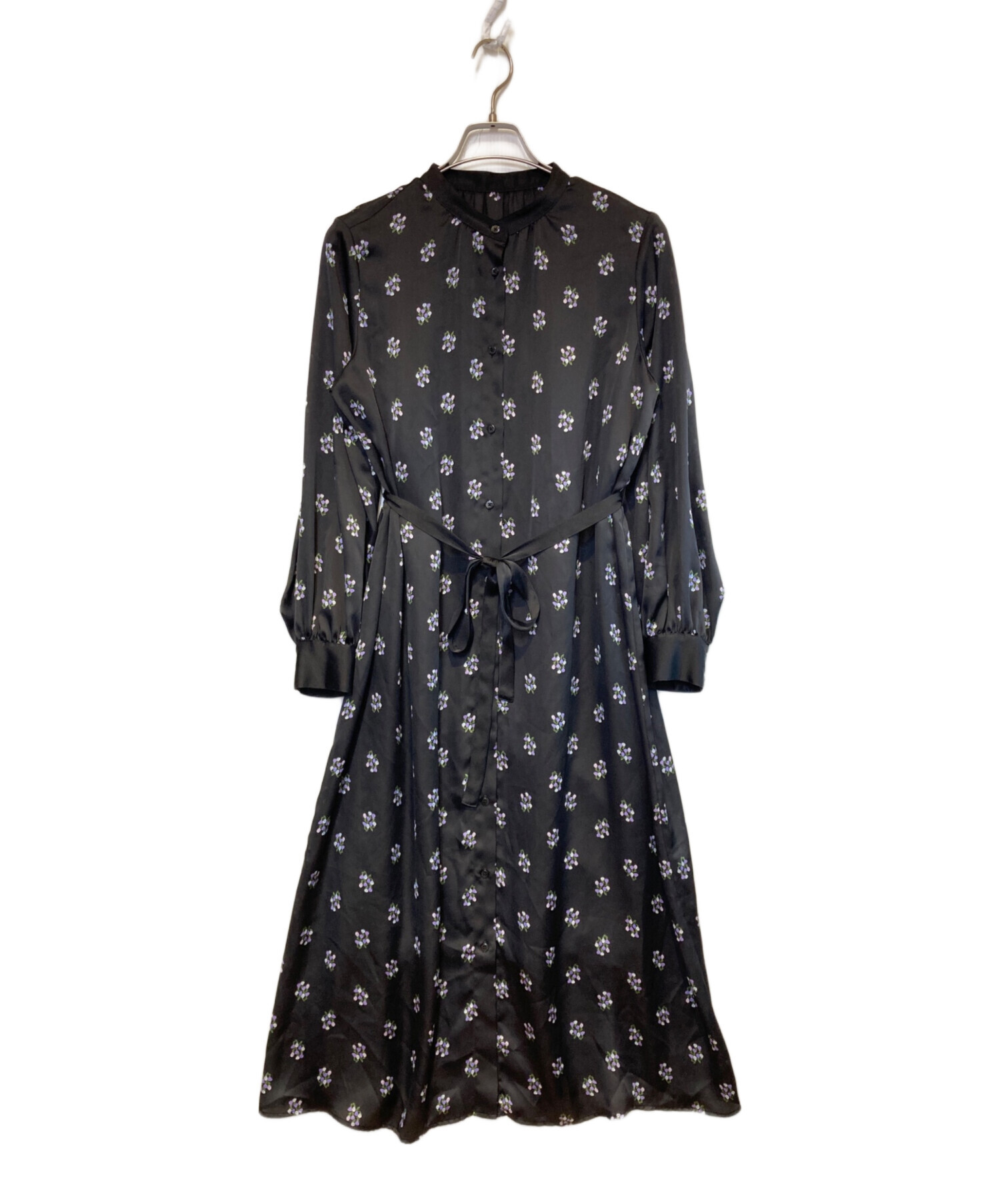美品 Kiton キトン フラワープリント シルク リボンタイ ブラウス SIZE42 グリーン ネイビー レディース 古着 中古 USED 美品 Kiton キトン フラワープリント シルク リボンタイ ブラウス