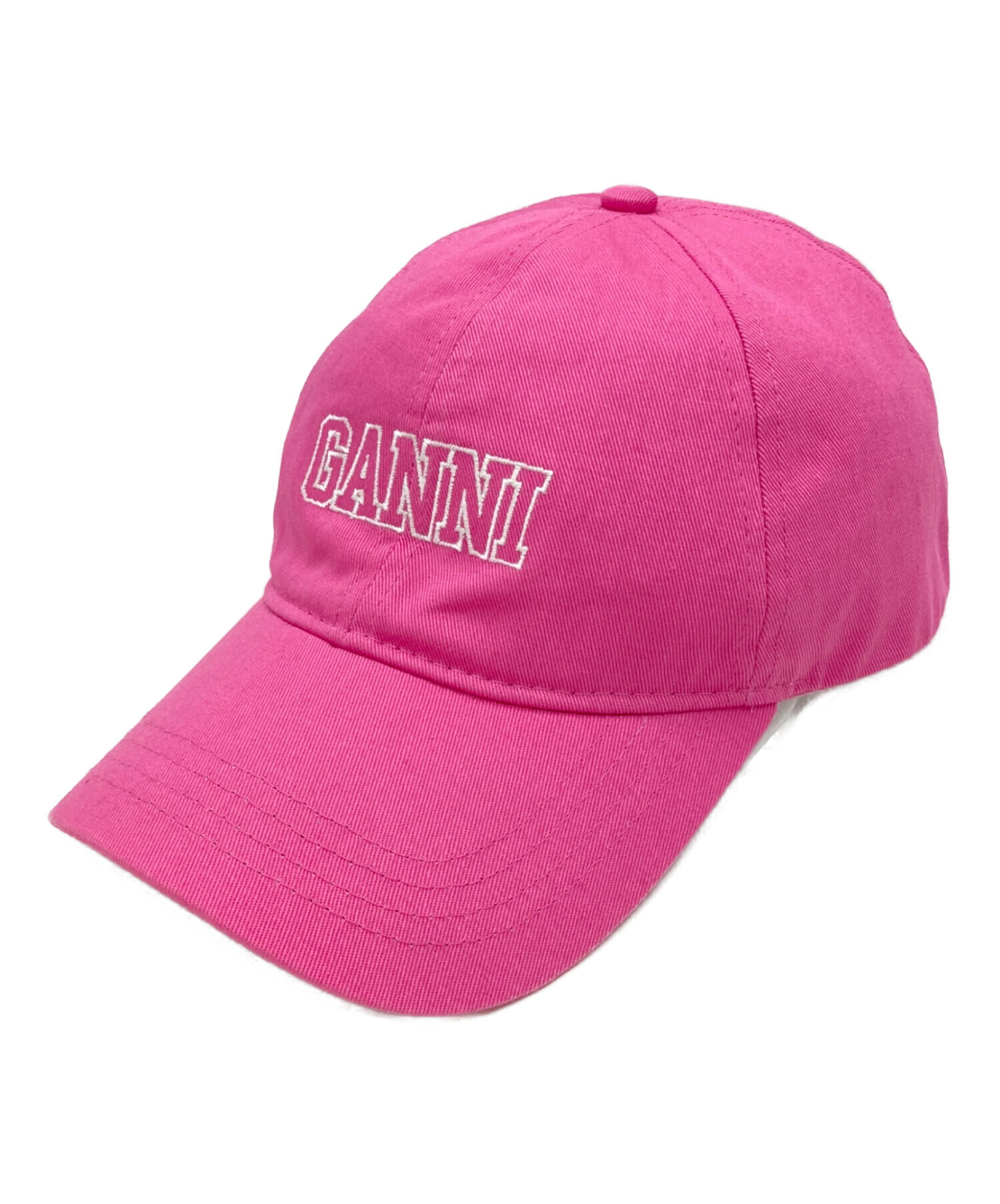 【新品】GANNI ガニー　ロゴ入り ピンク ハット 帽子 中古・古着通販】GANNI (ガニー) ロゴキャップ ピンク｜ブランド・古着