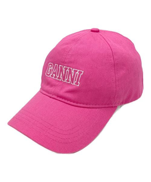 【新品】GANNI ガニー　ロゴ入り ピンク ハット 帽子 中古・古着通販】GANNI (ガニー) ロゴキャップ ピンク｜ブランド・古着