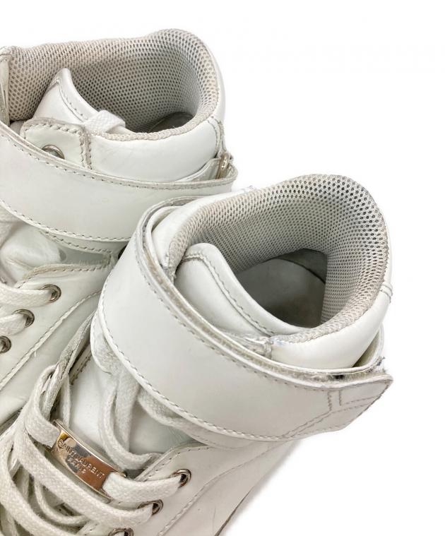SAINT LAURENT PARIS ✨ハイカット　スニーカー　ホワイト 靴 中古・古着通販】Saint Laurent Paris (サンローランパリ) ベルクロ