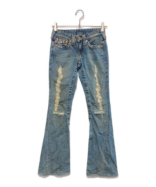 True Religionダメージ フレアパンツ レディース デニム サイズ26 中古・古着通販】TRUE RELIGION (トゥルー レリジョン) ダメージフレア