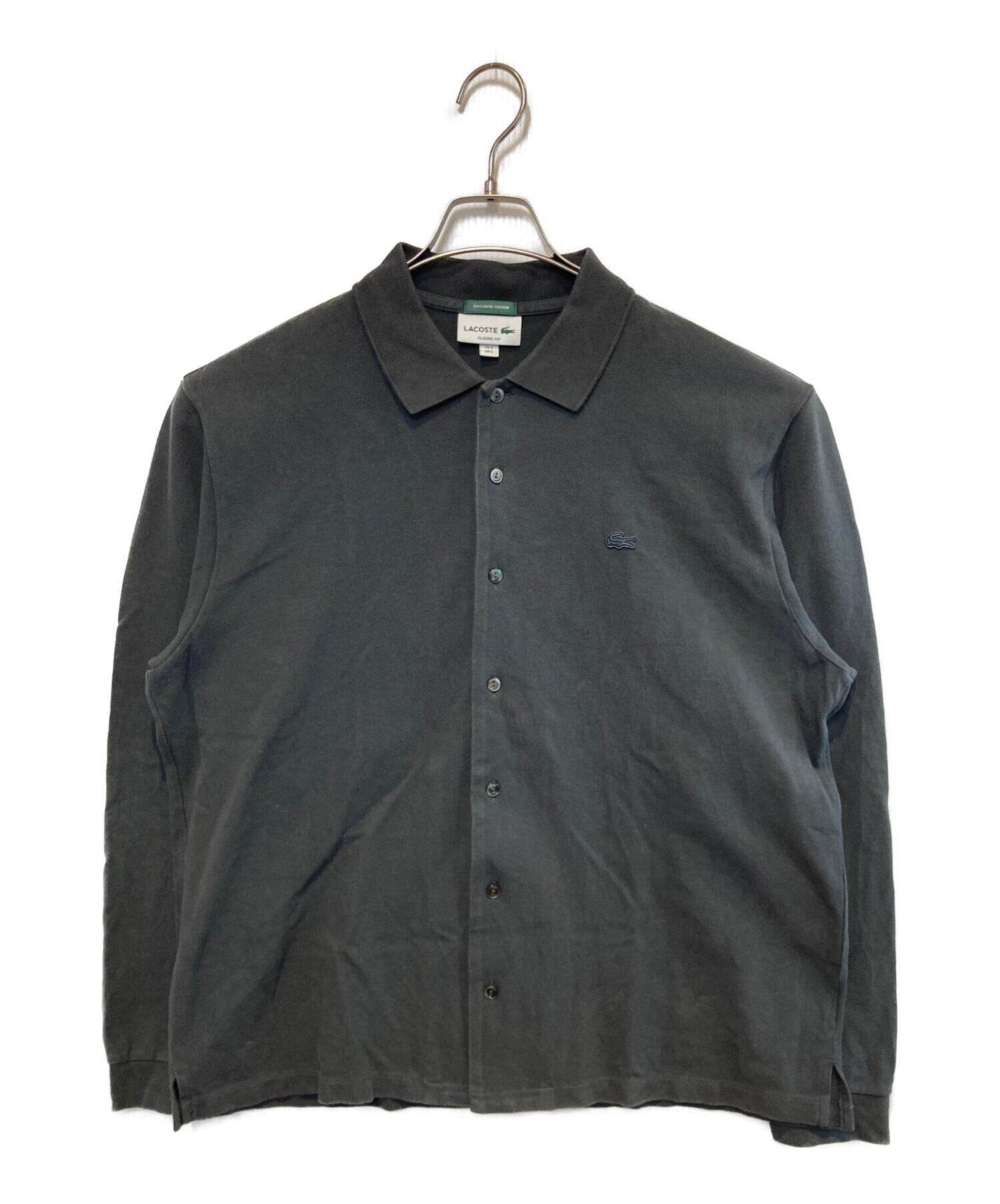 Lacoste ポロシャツチャコール 新タグ付き 中古・古着通販】LACOSTE (ラコステ) フルオープンL/Sポロシャツ